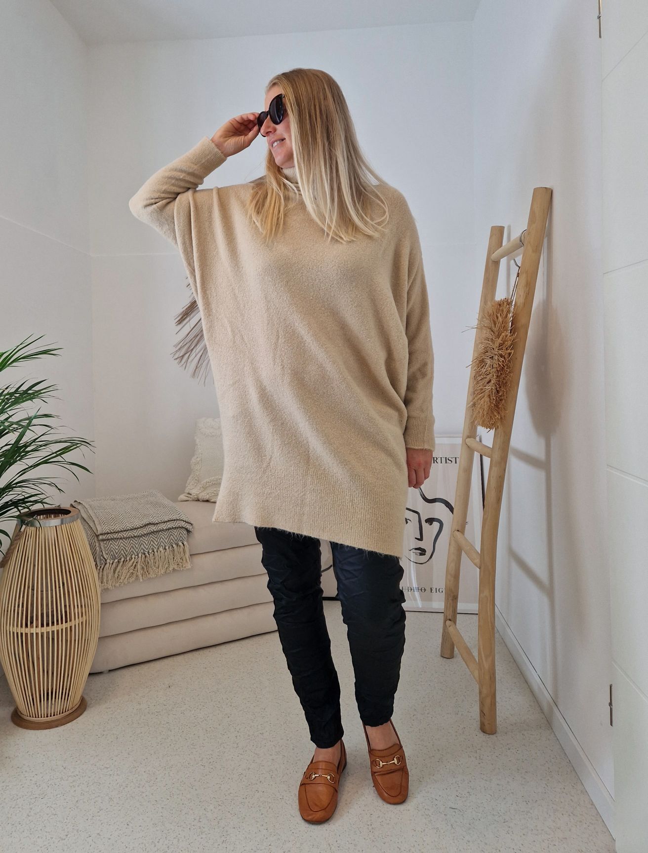 TURTLENECK KNIT DRESS TIZIANA SAND Rollkragen Strickkleid Kleid Pullover 34-42/44 TURTLENECK KNIT DRESS TIZIANA SAND Rollkragen Strickkleid Kleid Pullover 34-42/44