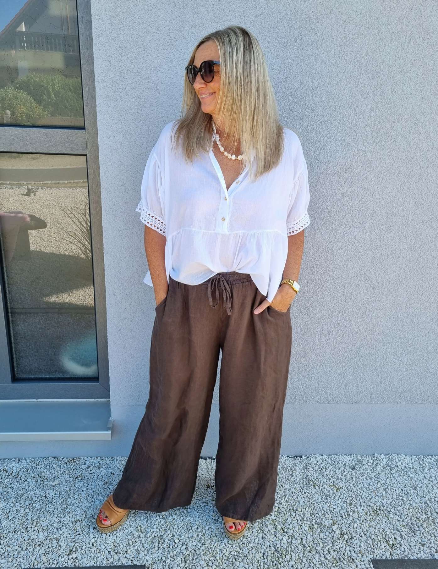 LINEN MARLENE PANT BRIGITTE BRAUN Pocket 34-42 Made in Italy weite Leinen Hose mit Taschen LINEN MARLENE PANT BRIGITTE BRAUN Pocket 34-42 Made in Italy weite Leinen Hose mit Taschen