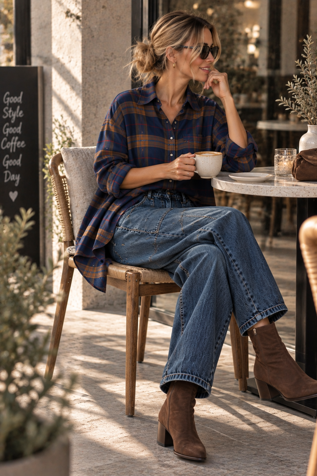 Cozy Flanell Karo Oversize-Bluse I BL0132 I 34-44 I Made in Italy