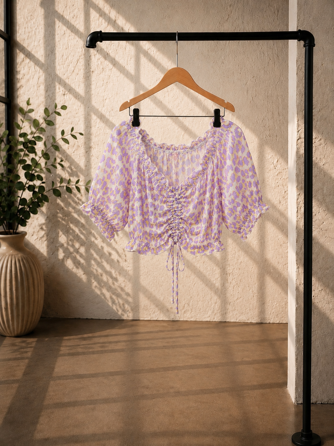 Bluse Cropped Musselin Savanna Leo Made in Italy 34-40/42