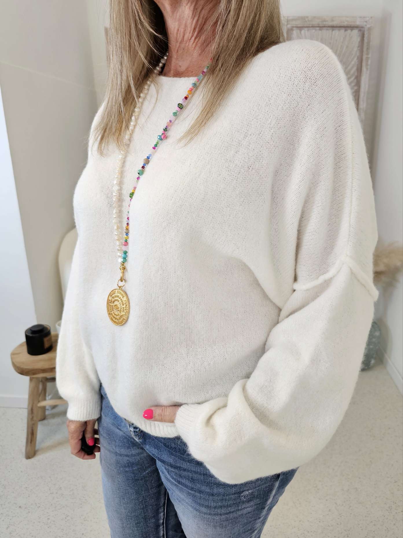 KNIT SWEATER LORENA CREME Made in Italy 34-40 Strick Pullover