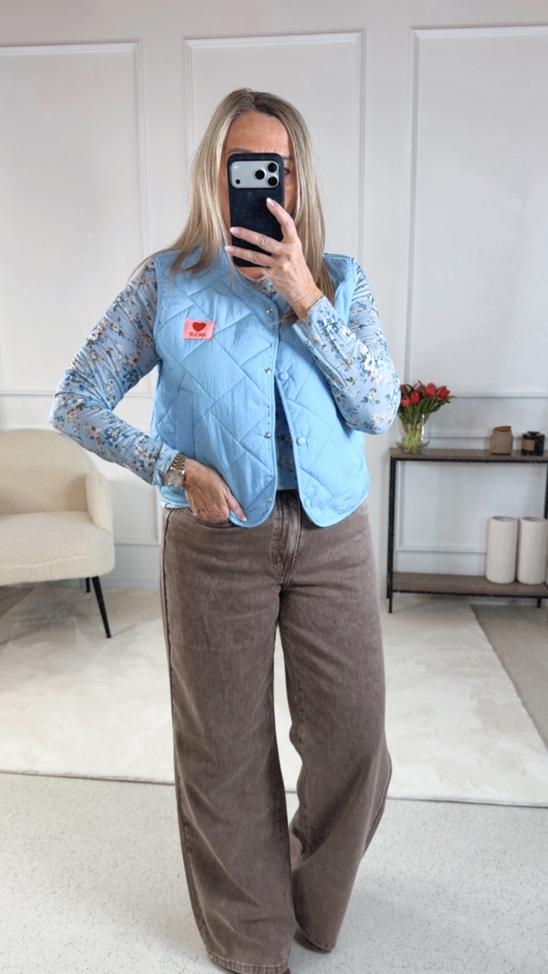 Steppweste „Colette“ UNI MIT AMOUR-PATCH 34-42 Made in Italy