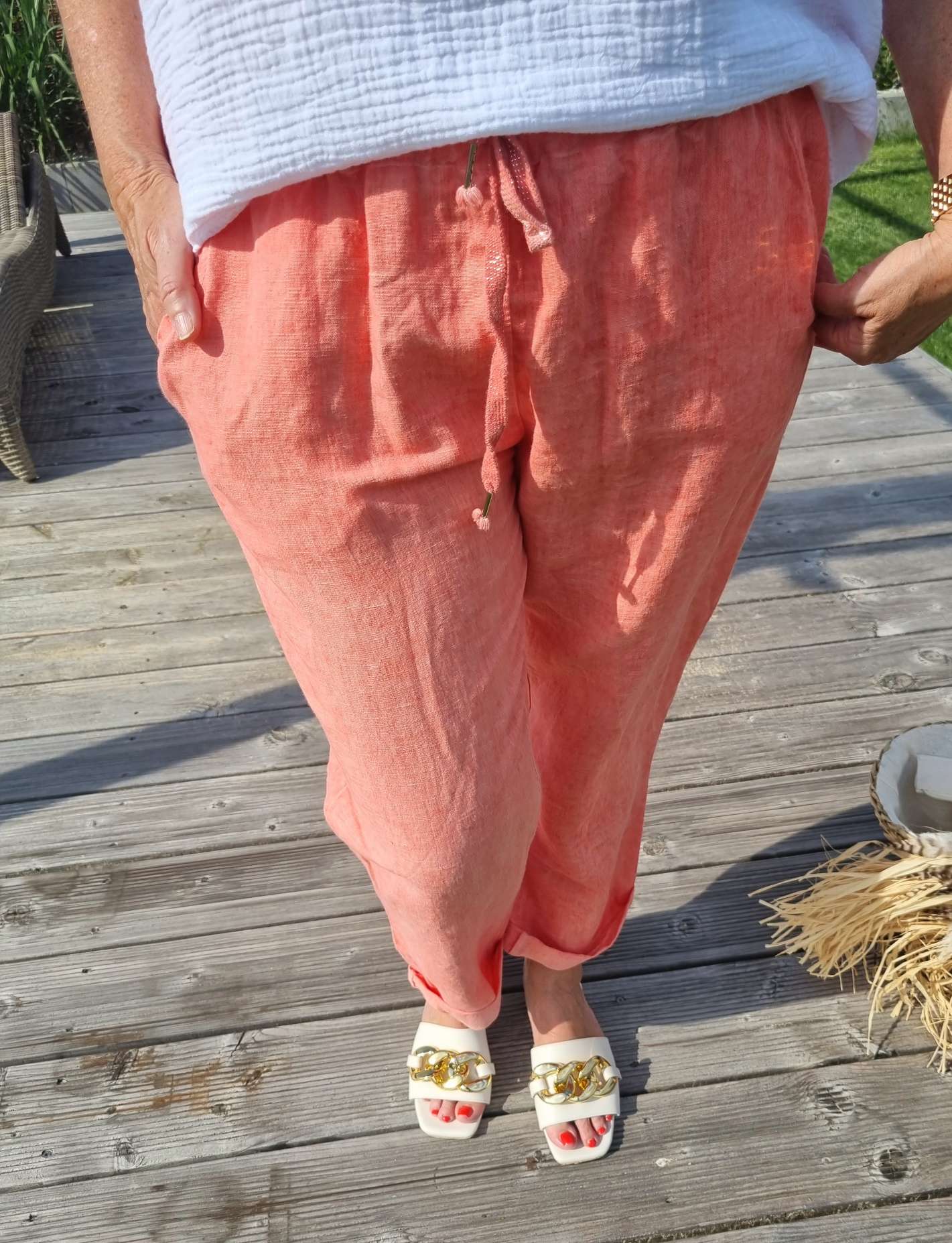 LINEN JOGPANT ANCONA KORALLE Leinen Hose PANT 34-42 Made in Italy Sommerhose LINEN JOGPANT ANCONA KORALLE Leinen Hose PANT 34-42 Made in Italy Sommerhose