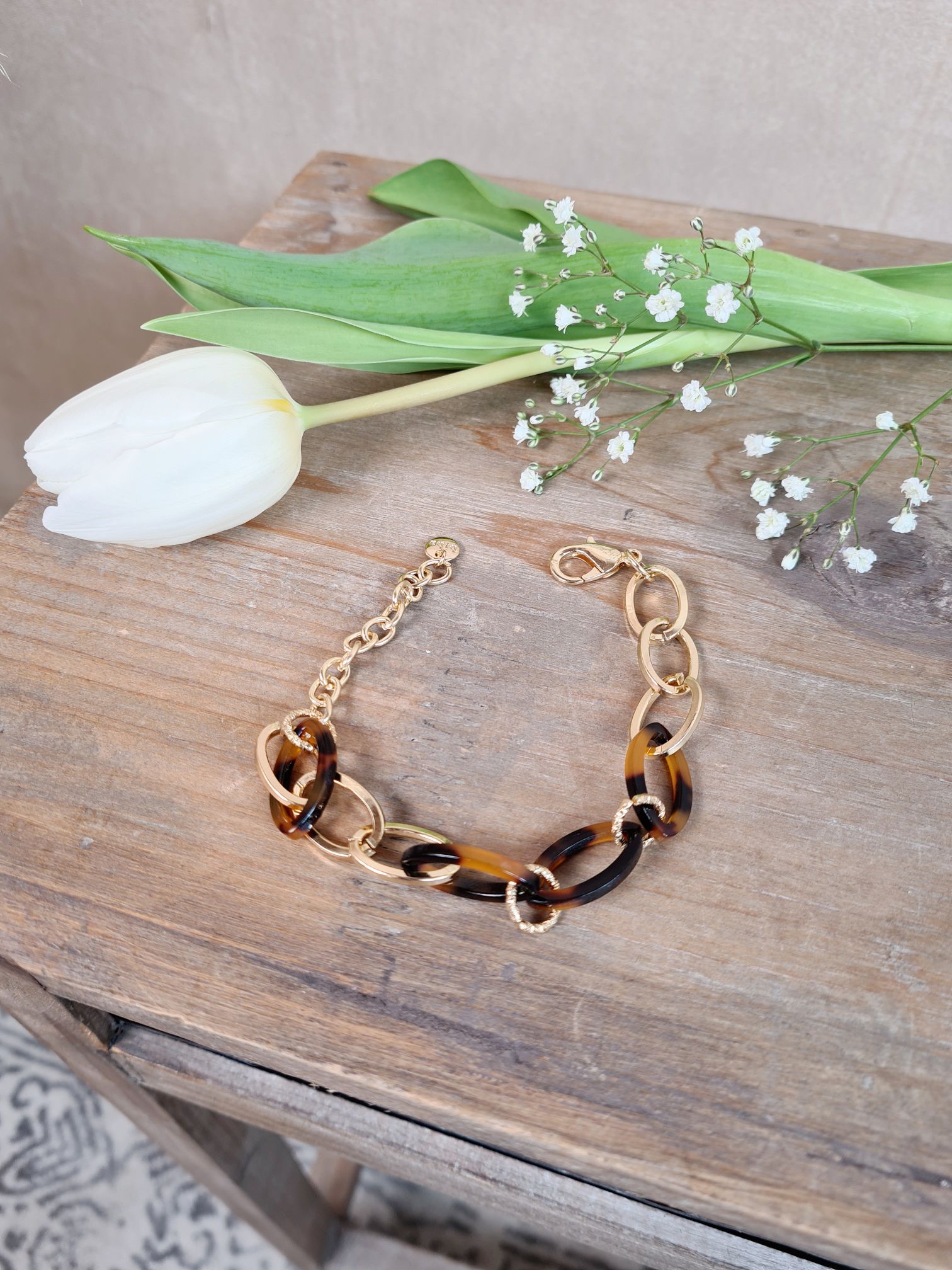 ARMBAND BRACELET URBAN BRAUN Metall Goldfarbig 