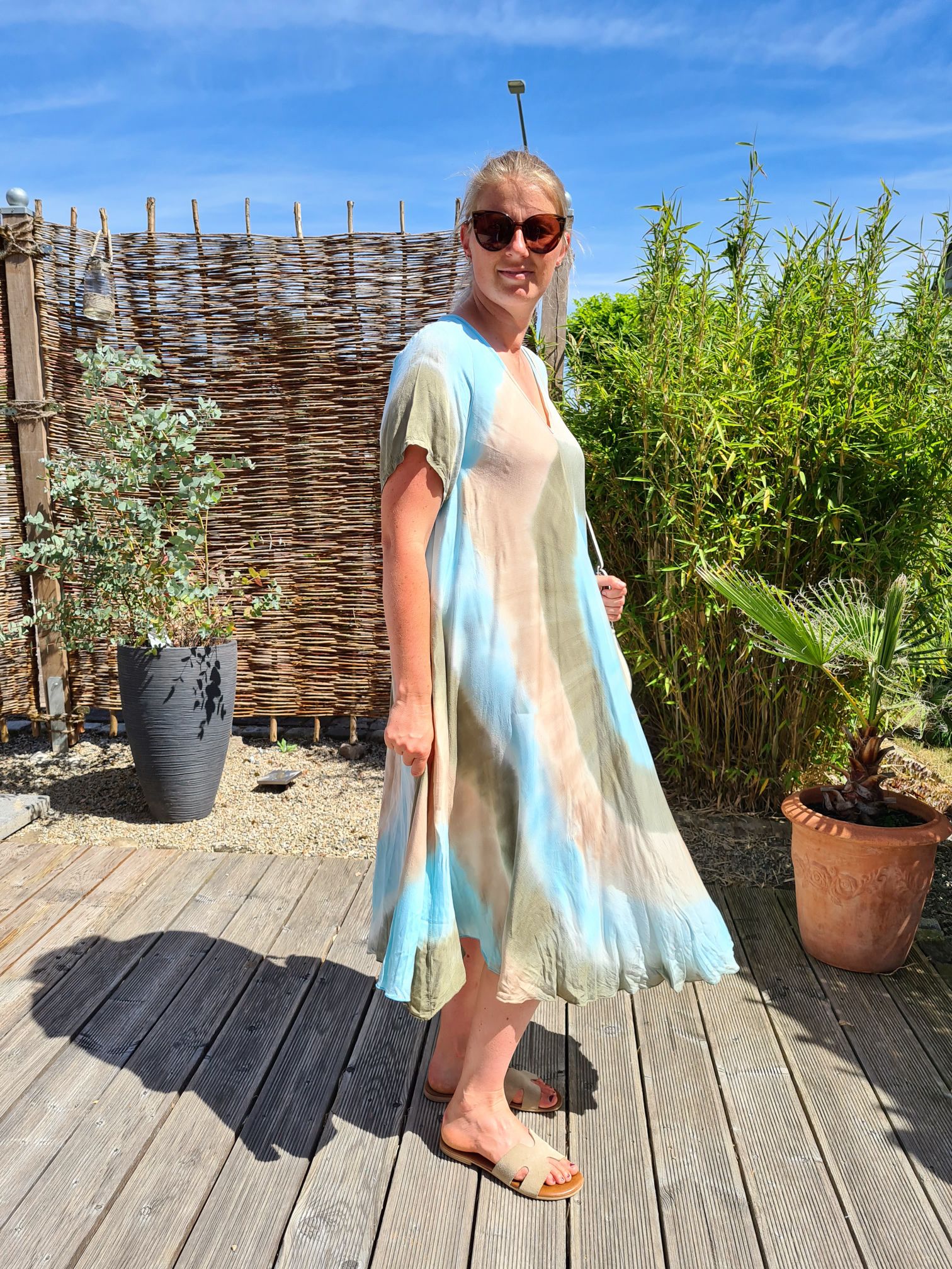 MAXI BATIK DRESS ANDREA TÜRKIS BRAUN 34-42 Made in Italy Kleid Oversize Strandkleid CIRCLE MAXI BATIK DRESS ANDREA TÜRKIS BRAUN 34-42 Made in Italy Kleid Oversize Strandkleid CIRCLE