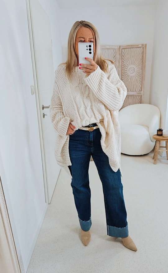 STRICKPULLOVER ZOPFMUSTER TARA Oversize Pullover Made in Italy 36 - 48/50 STRICKPULLOVER ZOPFMUSTER TARA Oversize Pullover Made in Italy 36 - 48/50