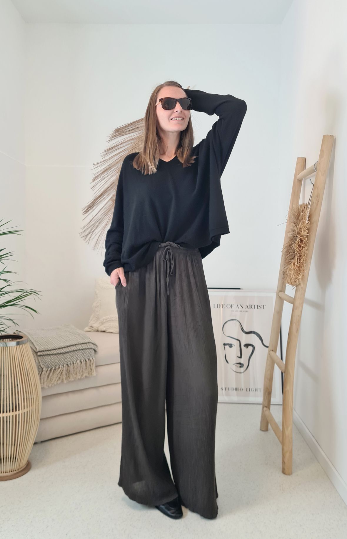EDLE HOSE INESSA DUNKELBRAUN Viskose Hose Made in Italy Palazzohose PANT Musselin Art 34-40 EDLE HOSE INESSA DUNKELBRAUN Viskose Hose Made in Italy Palazzohose PANT Musselin Art 34-40