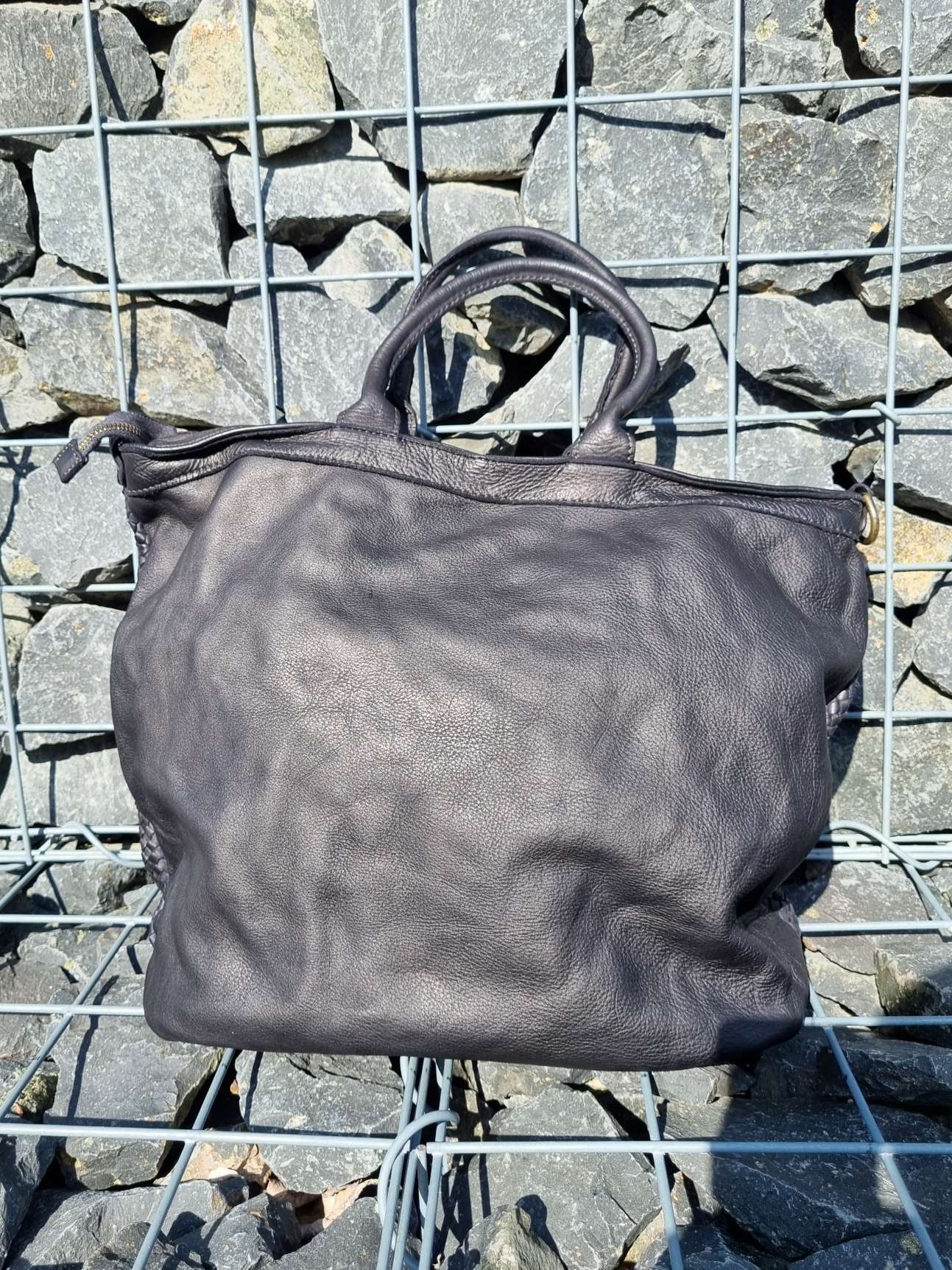BIG LEDER SHOPPER BELISA SCHWARZ FEIN gewaschenes Leder Tasche geflochten Made in Italy Ledertasche BIG LEDER SHOPPER BELISA SCHWARZ FEIN gewaschenes Leder Tasche geflochten Made in Italy Ledertasche