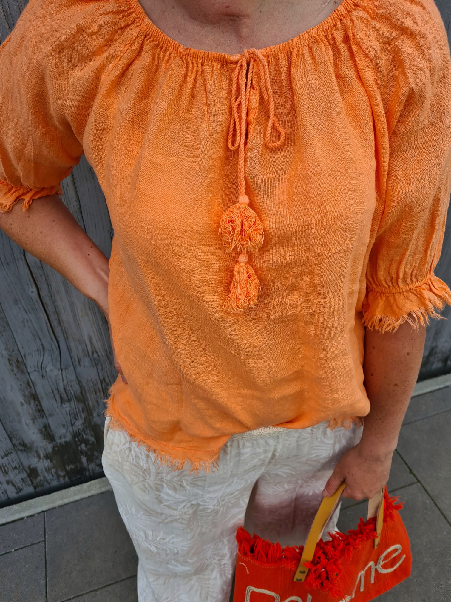 LINEN BLUSE VERONA KORALLE 34-40 Made in Italy Leinen Oversize Tunika Shirt ORANGE LINEN BLUSE VERONA KORALLE 34-40 Made in Italy Leinen Oversize Tunika Shirt ORANGE