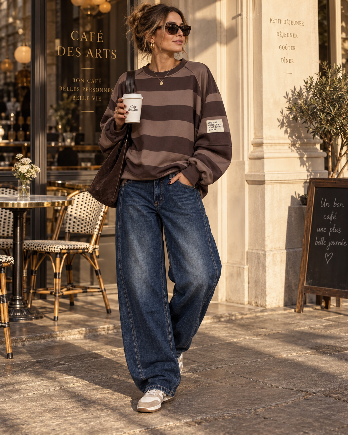 Sweater Butterstoff mit Blockstreifen & Patch I SW0070 I Made in Italy 34-42/44 Sweatshirt