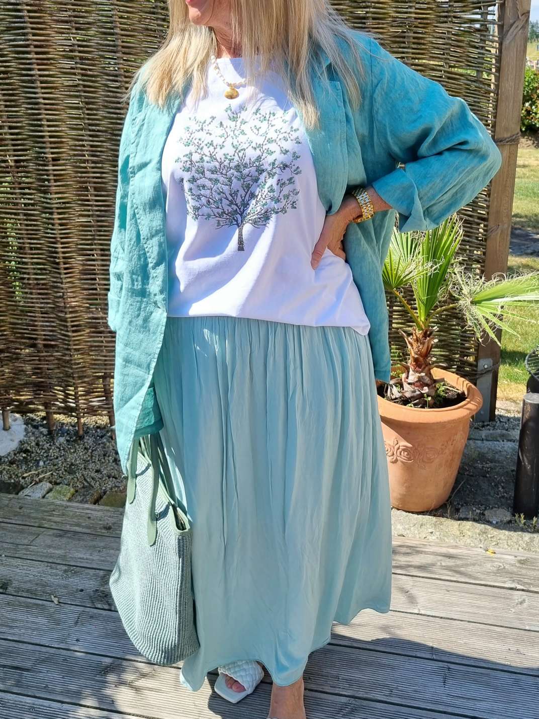 SHIRT MAXI SKIRT VENEZIA MINTGRÜN Made in Italy langer Rock 34-42 SHIRT MAXI SKIRT VENEZIA MINTGRÜN Made in Italy langer Rock 34-42