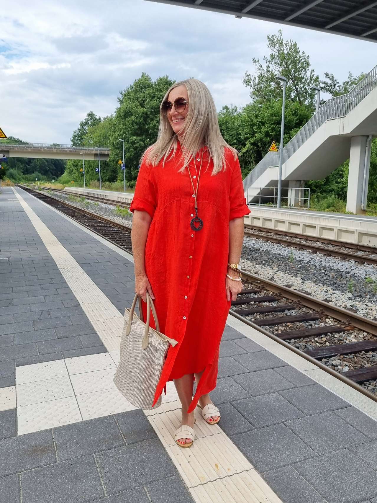 LINEN DESS WILMA KORALLE 34-42 Made in Italy Leinen Kleid Long Bluse Mantel LINEN DESS WILMA KORALLE 34-42 Made in Italy Leinen Kleid Long Bluse Mantel