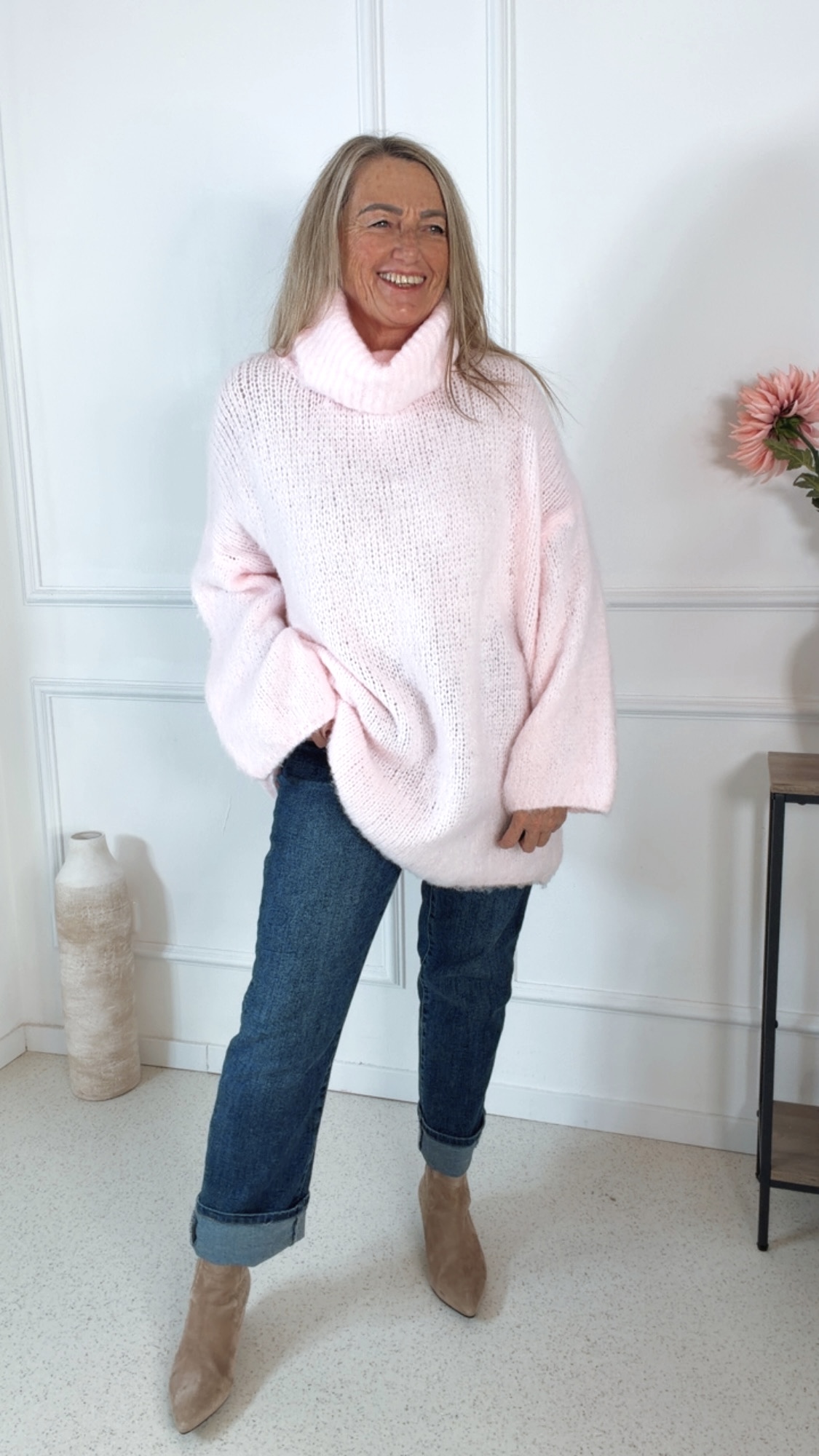 COZY STRICKKLEID/ ROLLKRAGEN KATJA 34-44 Made in Italy