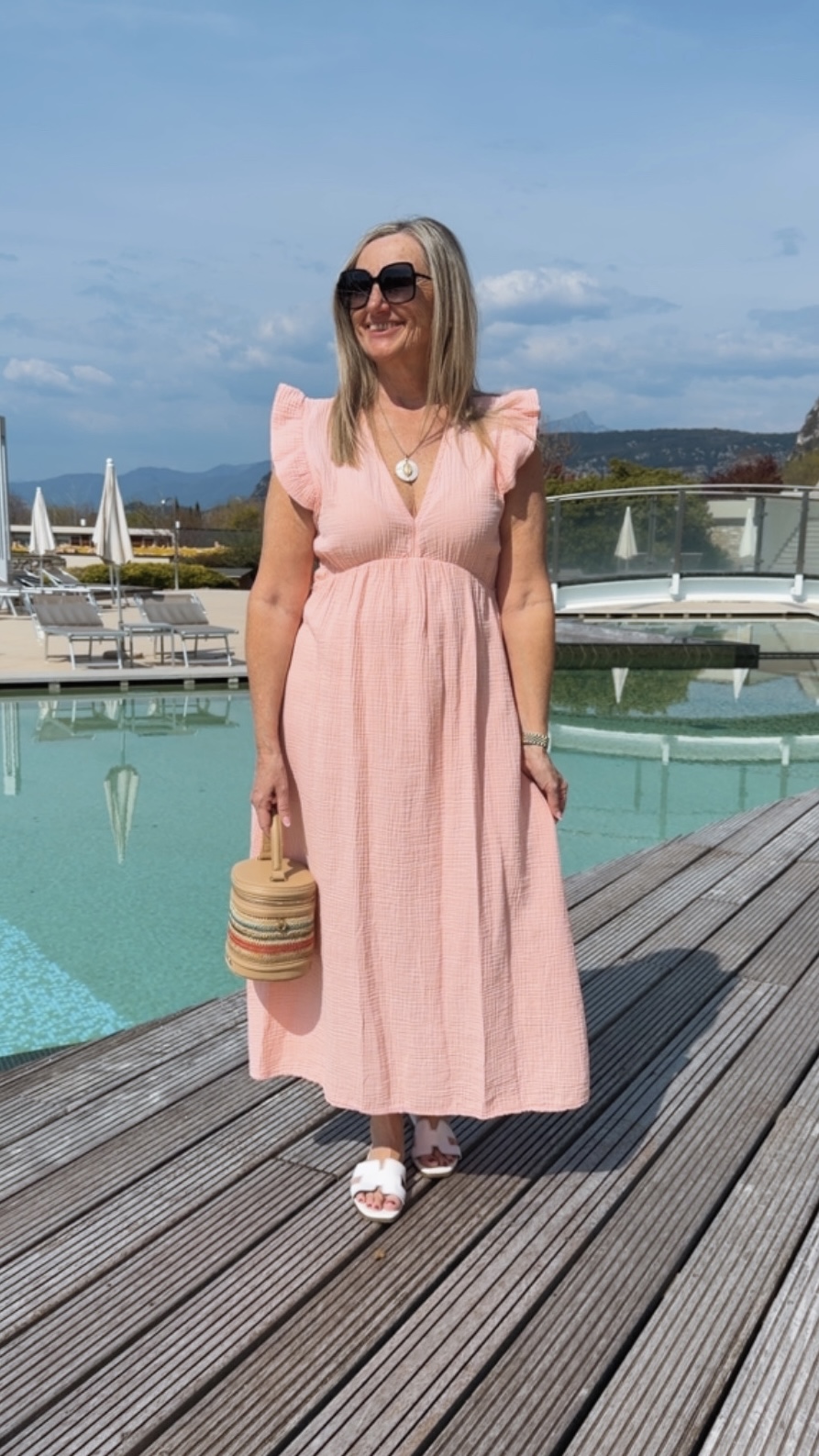 MUSSELIN KlEID ZOE BIANCO MIA 34 - 42 Made in Italy ärmellos Rüsche