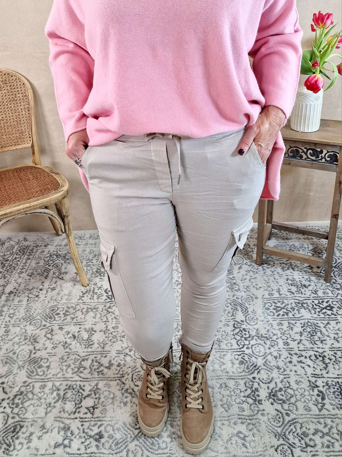 CARGO PANT RICCA BEIGE Made in Italy Cargo Hose Jogpant 34-42 Freizeithose CARGO PANT RICCA BEIGE Made in Italy Cargo Hose Jogpant 34-42 Freizeithose