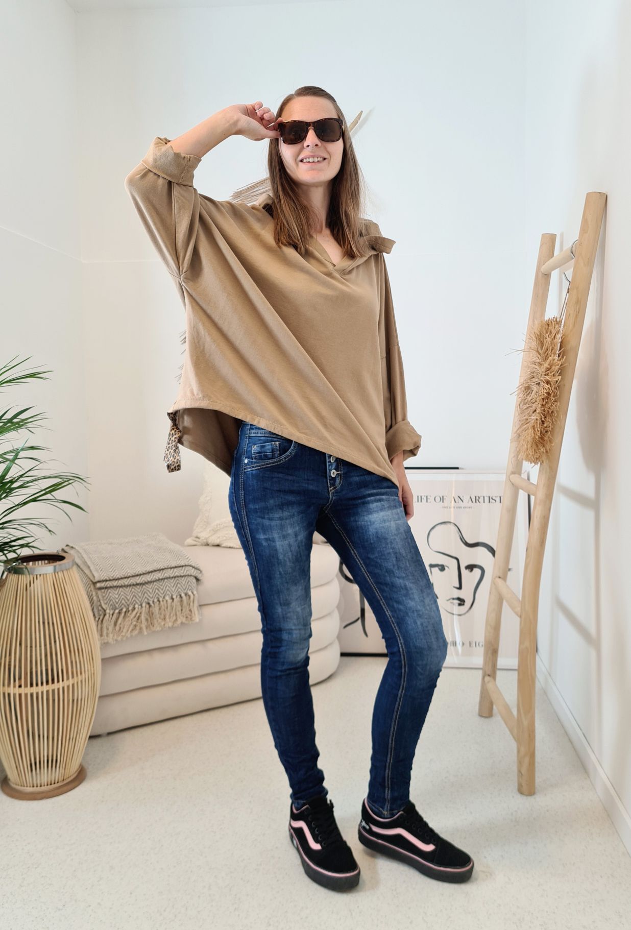 HOODIE NAOMI CAMEL Sweater Kapuze Made in Italy 34-42 Longsleeve Pullover LEO Leopard HOODIE NAOMI CAMEL Sweater Kapuze Made in Italy 34-42 Longsleeve Pullover LEO Leopard