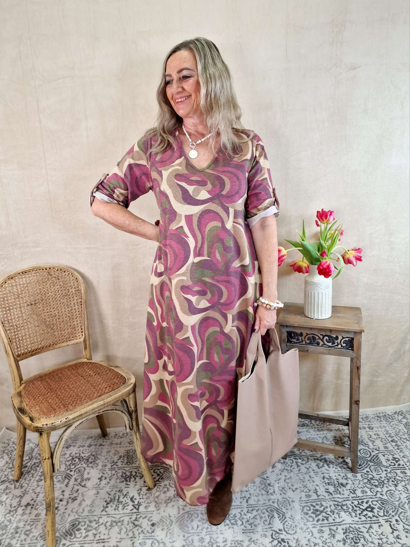 GLAMOUR DRESS SAPHIRA PINK 34-40 Made in Italy langes Kleid GLAMOUR DRESS SAPHIRA PINK 34-40 Made in Italy langes Kleid