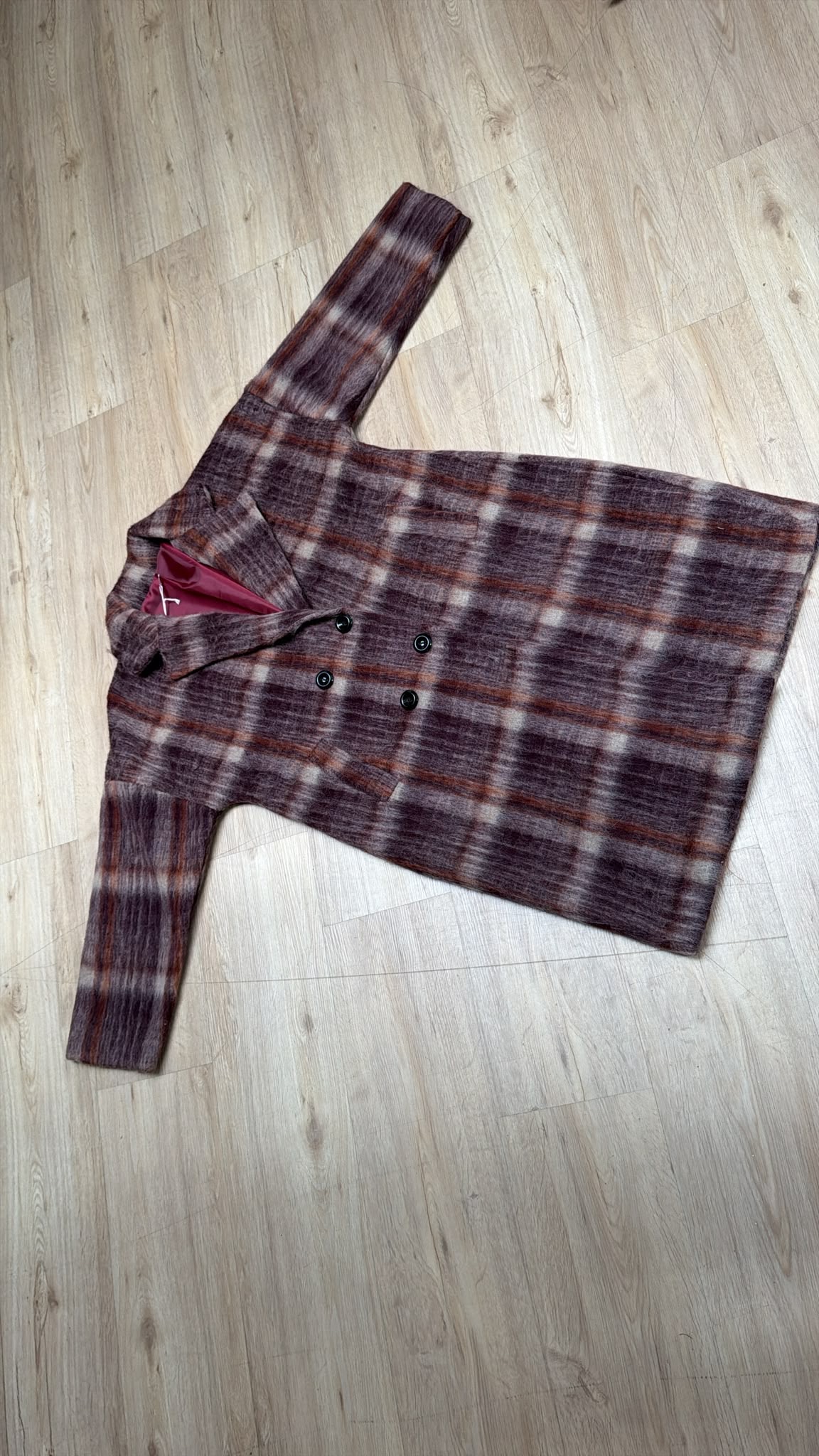 Oversize Karomantel MA0184 im kuscheligen Woll-Look  Made in Italy Gr 34-42