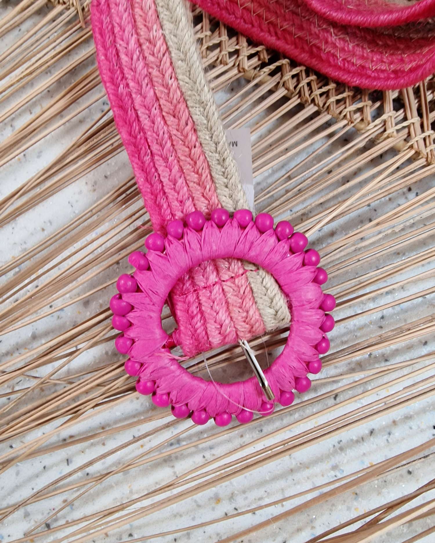 LINEN BELT IZUMI PINK Italy Style Leinen Damen Hüftgürtel Taillen Gürtel