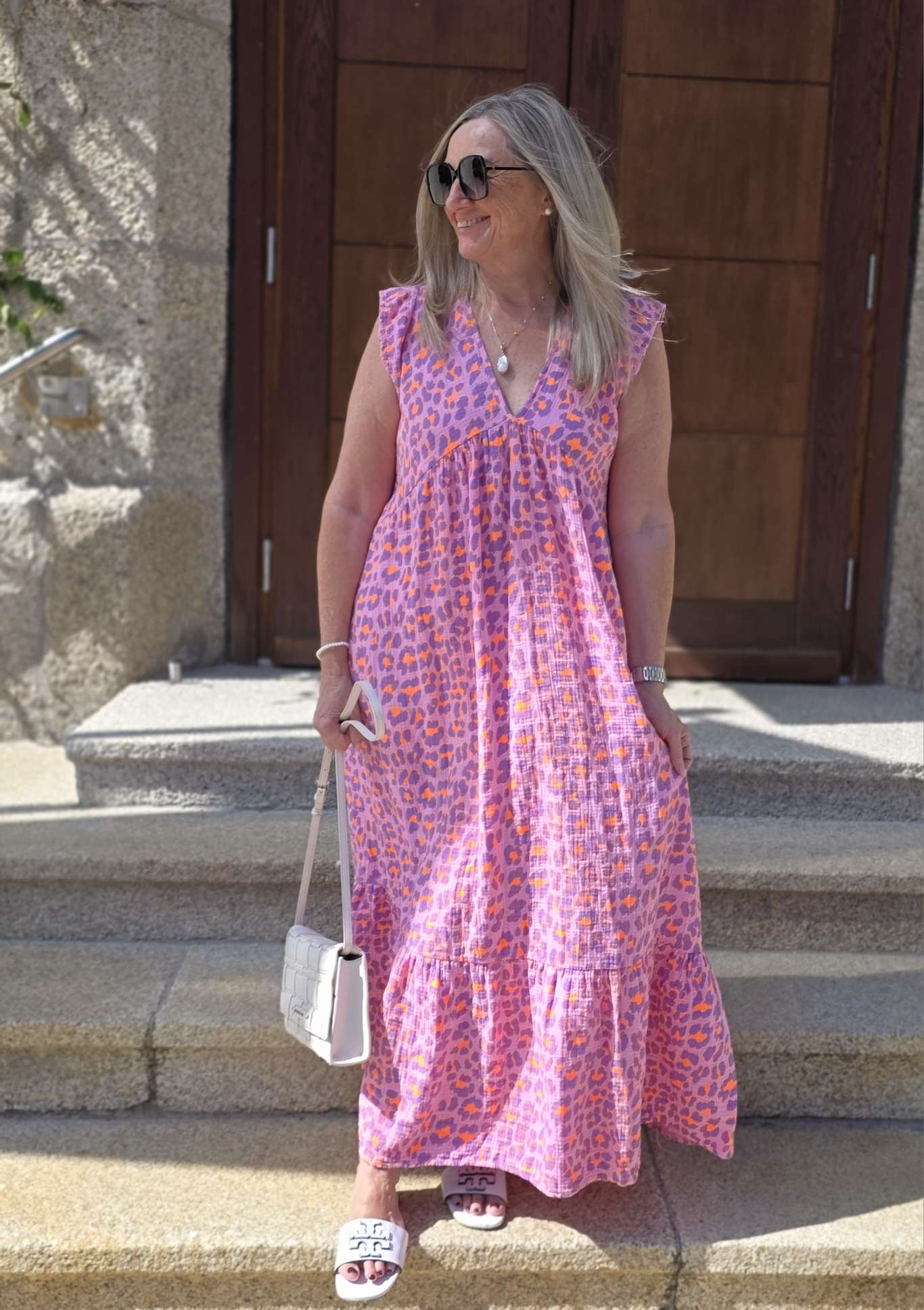 MAXI MUSSELIN KLEID TENERIFFA LEO Made in Italy 34-40/42 ärmellos 