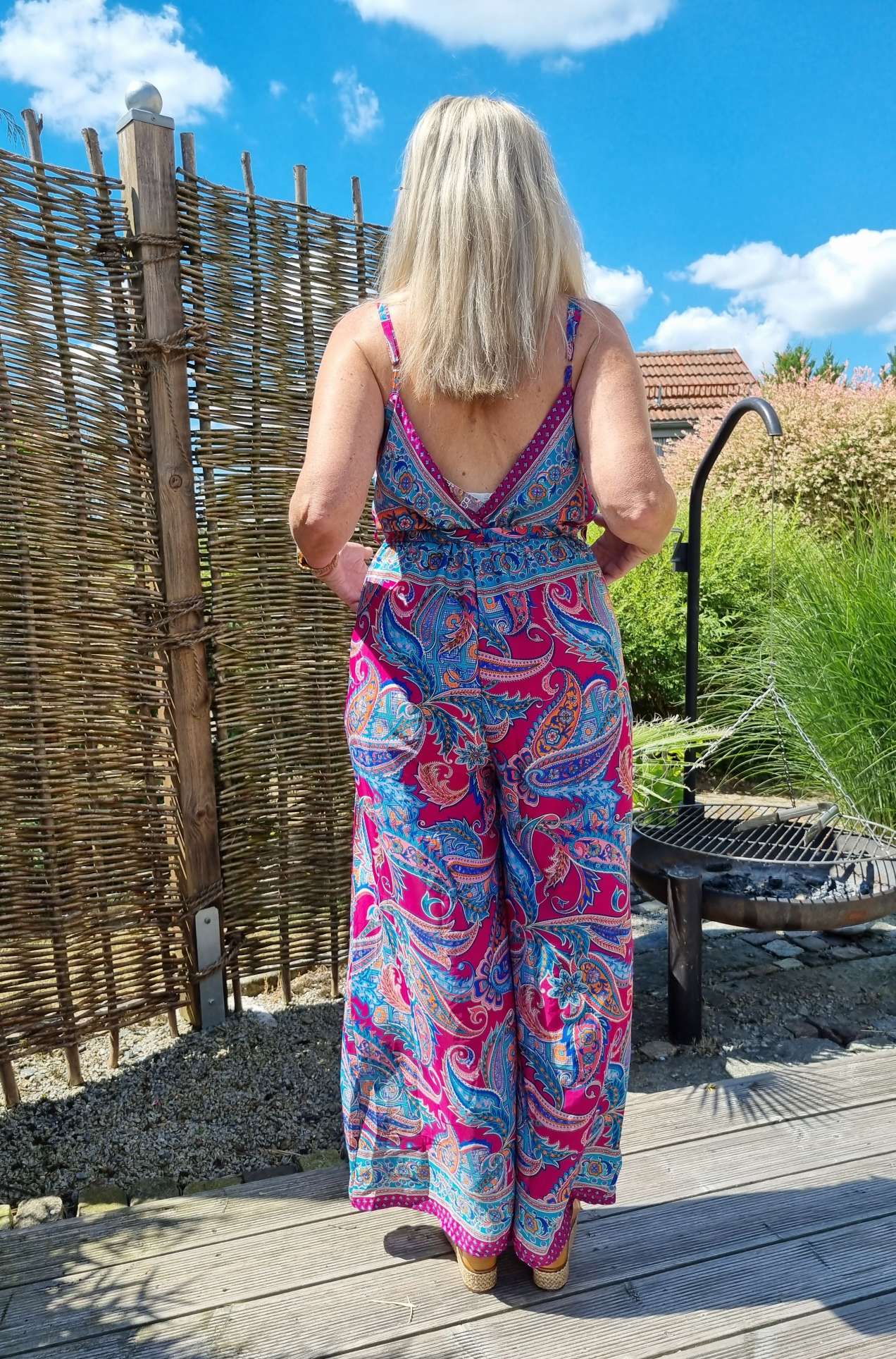SILK JUMPSUIT MALEDIVE BLAU PINK 1297 34-42 Boho Bohemian Overall Seide SILK JUMPSUIT MALEDIVE BLAU PINK 1297 34-42 Boho Bohemian Overall Seide