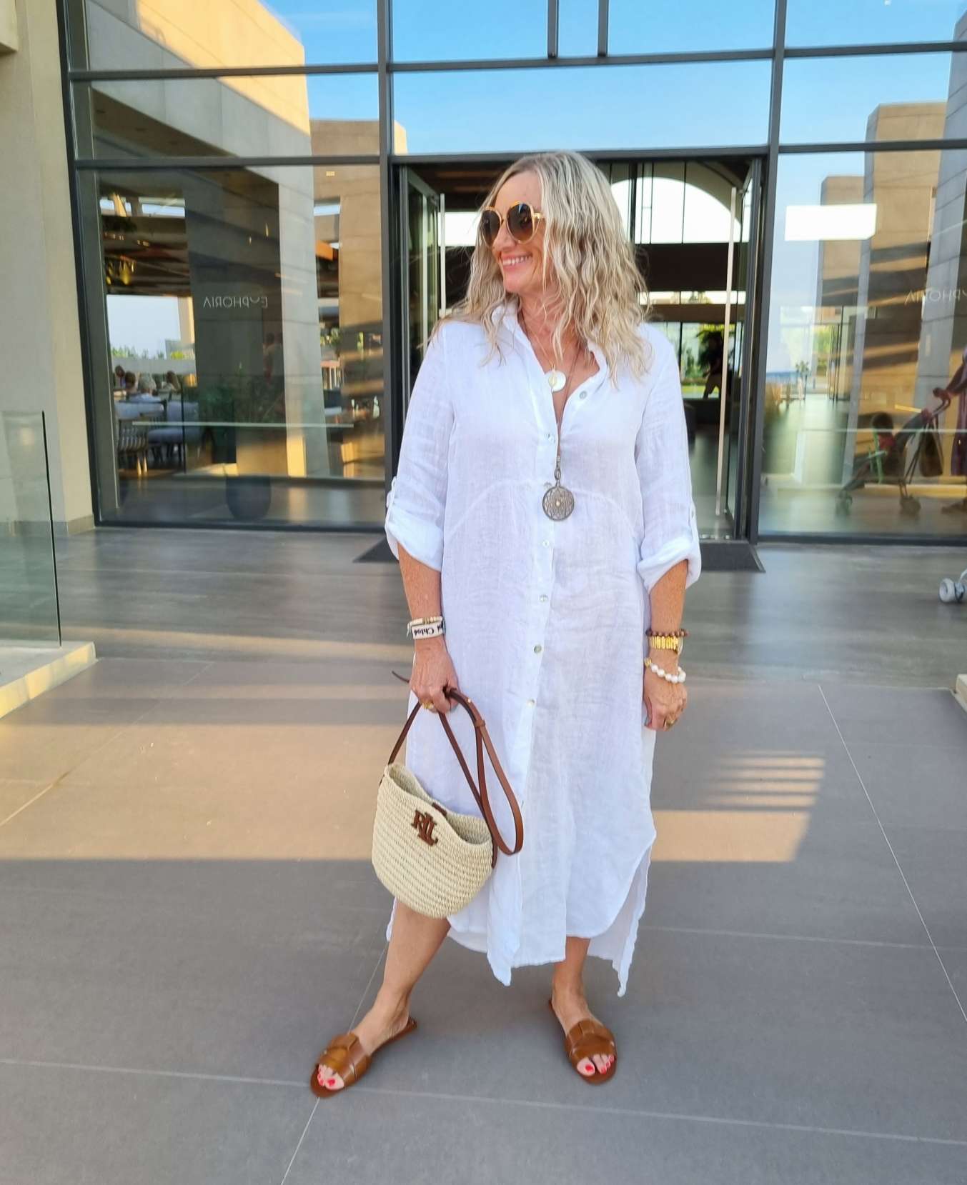 LINEN DESS WANDA 2 WEISS 34-40 Made in Italy Leinen Kleid Long Bluse Mantel LINEN DESS WANDA 2 WEISS 34-40 Made in Italy Leinen Kleid Long Bluse Mantel