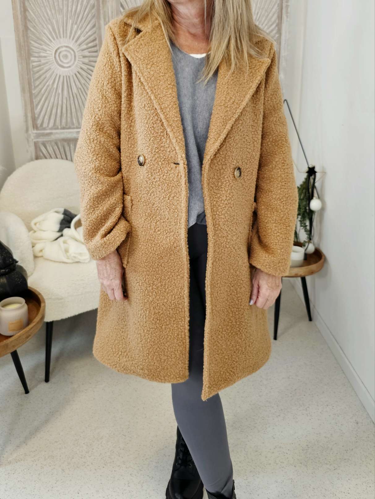 TREND COAT HENRY Made in Italy 34-40 Mantel Jacke Boucle Optik TREND COAT HENRY Made in Italy 34-40 Mantel Jacke Boucle Optik