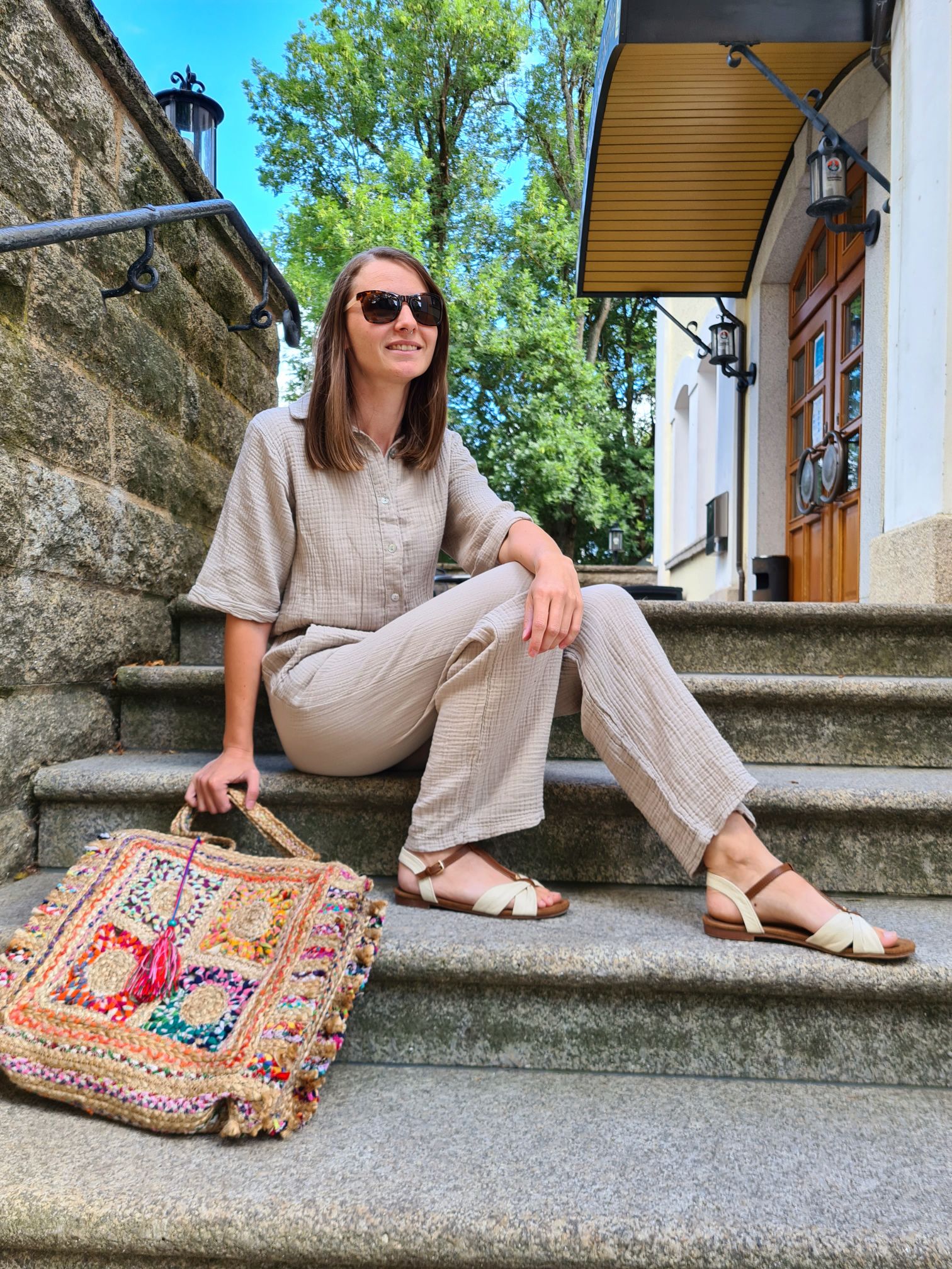 MUSSELIN JUMPSUIT CARLA BEIGE 34-40 Made in Italy Overall Zweiteiler MUSSELIN JUMPSUIT CARLA BEIGE 34-40 Made in Italy Overall Zweiteiler