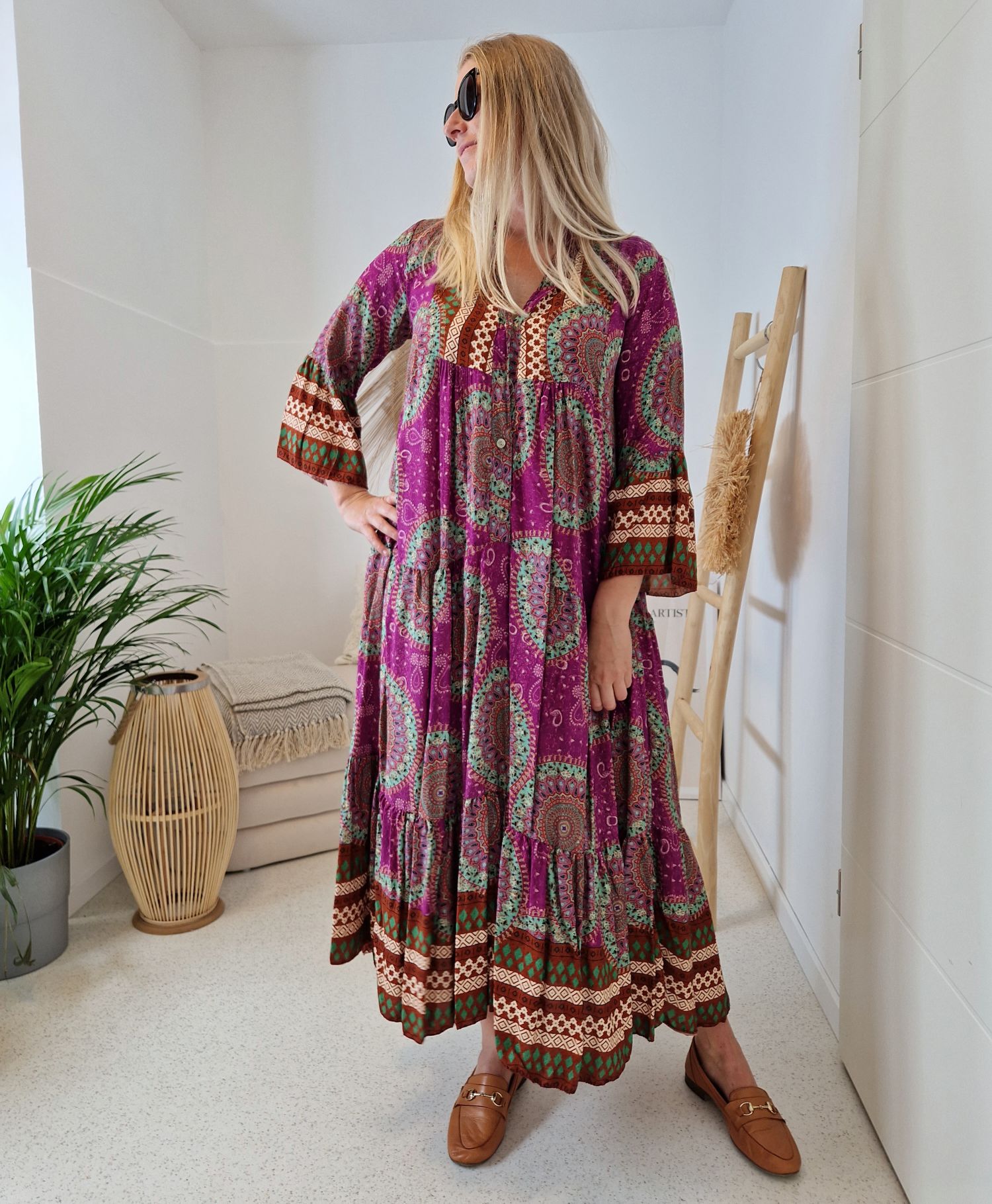 MAXI TUNIKA DRESS MICAELA PINK 34-42 Made in Italy langes Kleid Hängerchen Tunikakleid MAXI TUNIKA DRESS MICAELA PINK 34-42 Made in Italy langes Kleid Hängerchen Tunikakleid