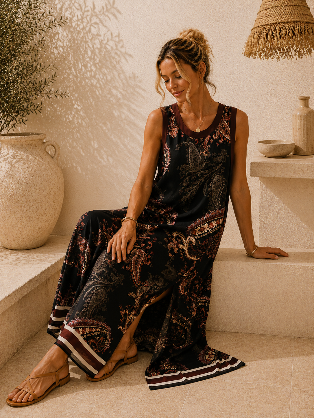 Satin-Kleid Evelina Paisley Made in Italy Viskose Qualtiät Gr. 34-40/42