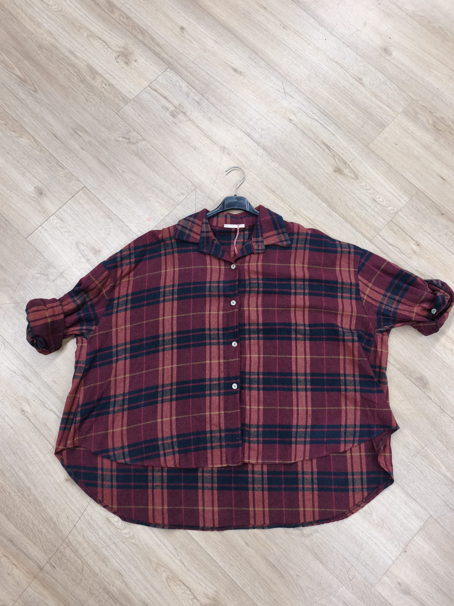 Cozy Flanell Karo Oversize-Bluse I BL0132 I 34-44 I Made in Italy
