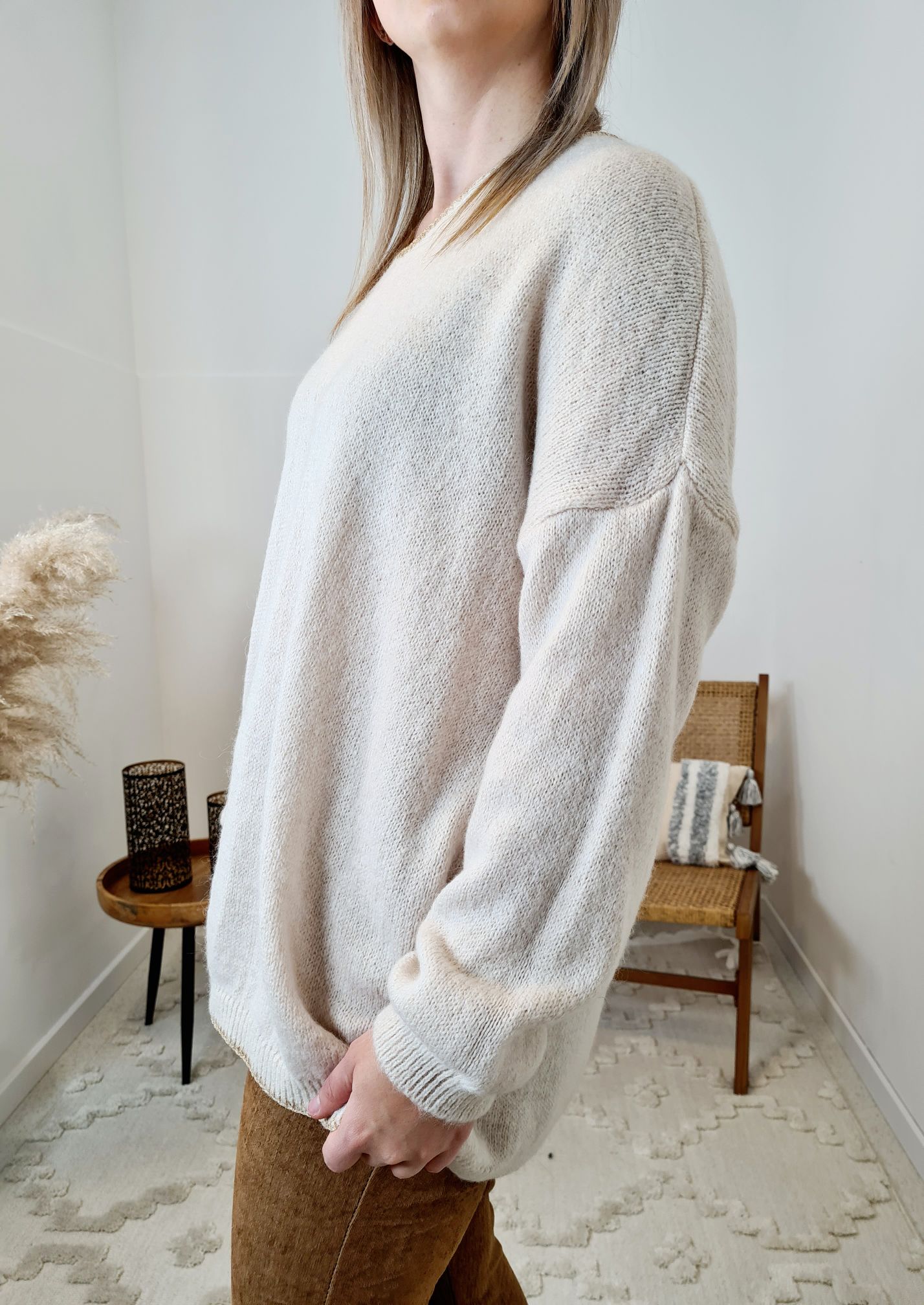 LIGHT KNIT SWEATER RENO CREME Strickpullover Pullover Langarm Longsleeve 34-42 Oversize Made in Italy LIGHT KNIT SWEATER RENO CREME Strickpullover Pullover Langarm Longsleeve 34-42 Oversize Made in Italy