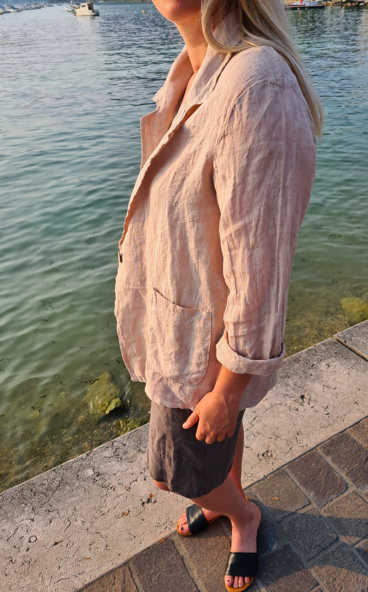 OVERSIZE LINEN BASIC BLAZER RIVA BEIGE - Made in Italy Jacke Sakko Jacket LEINEN OVERSIZE LINEN BASIC BLAZER RIVA BEIGE - Made in Italy Jacke Sakko Jacket LEINEN