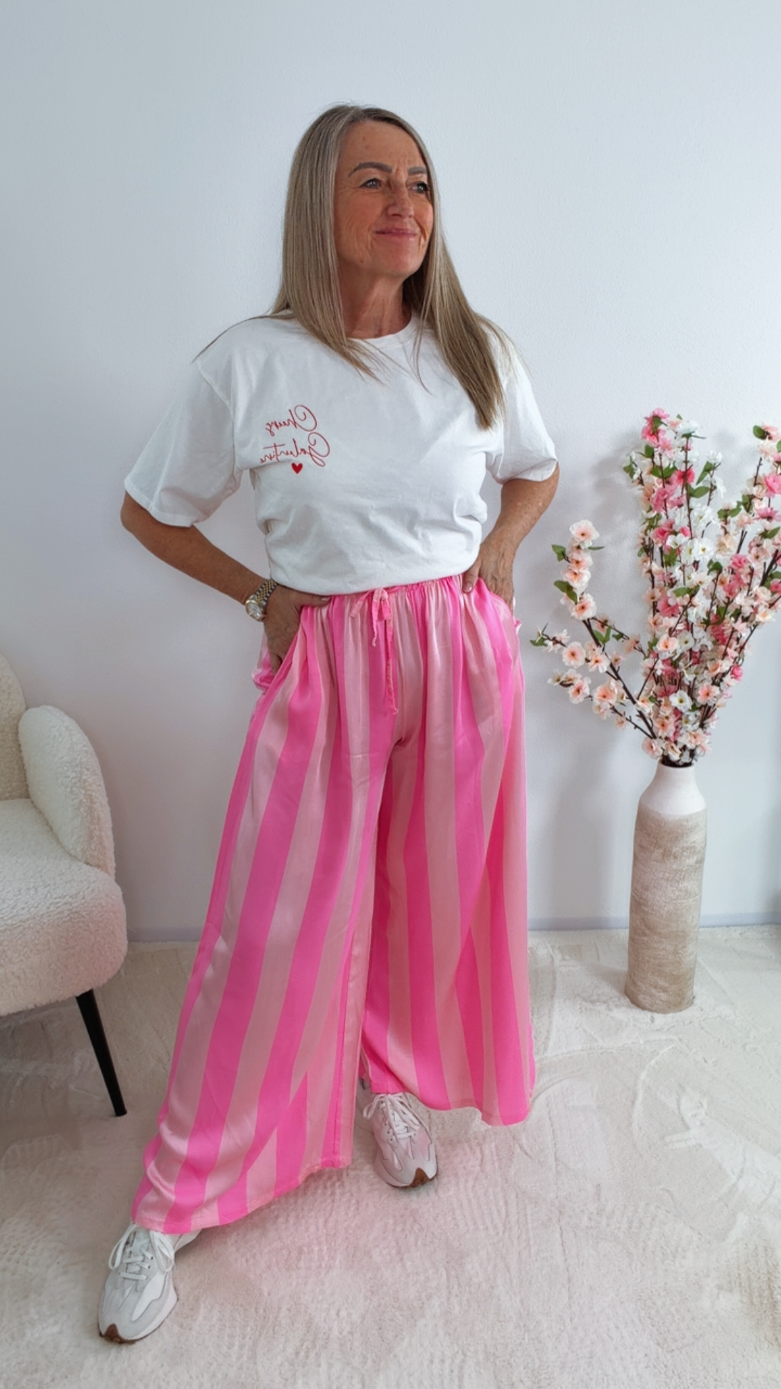 🌅✨ Seidenhose Blockstreifen Velanira Made in Itlay