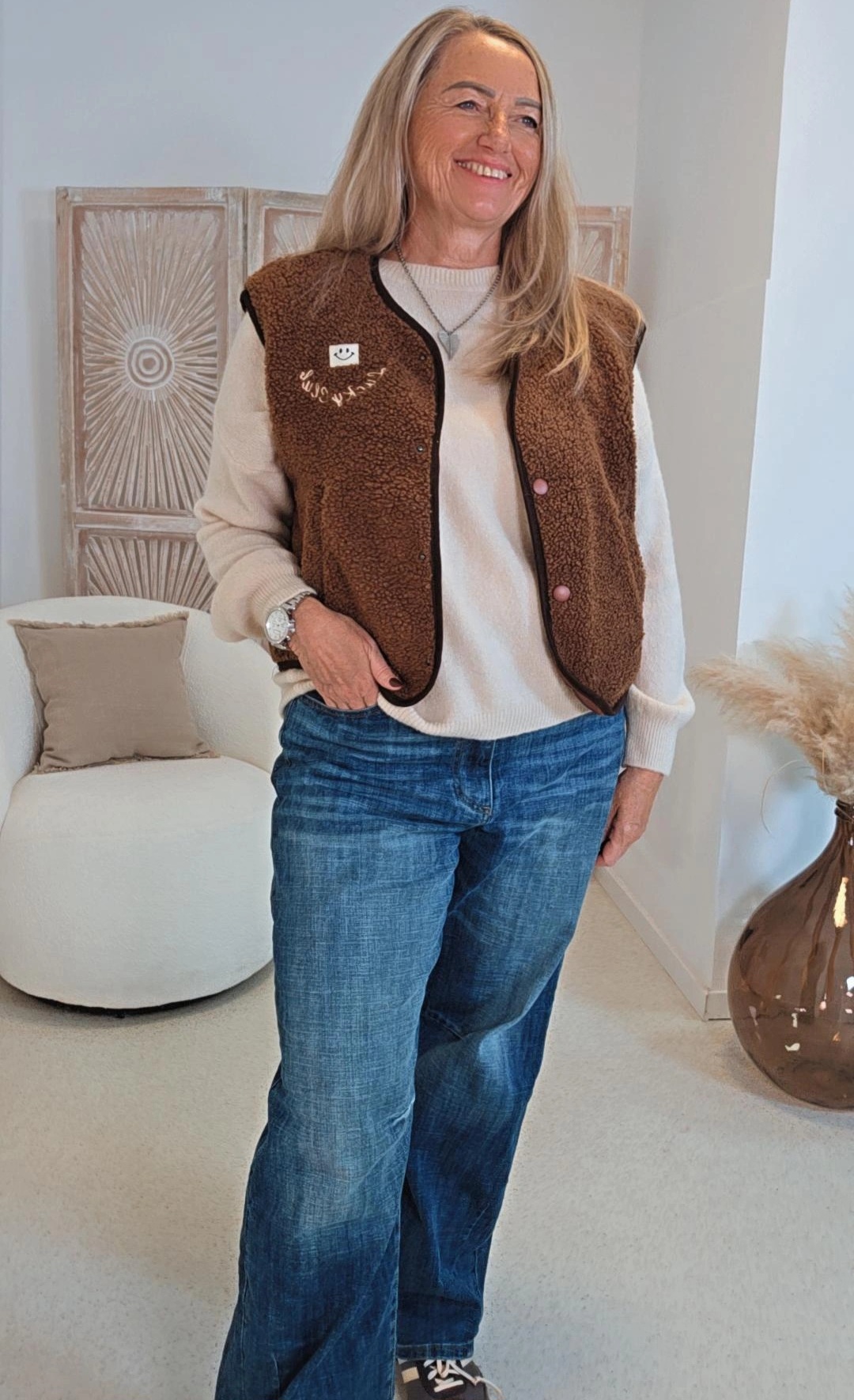 TEDDY-WESTE DIANA mit Stickerei 34-42 Made in Italy