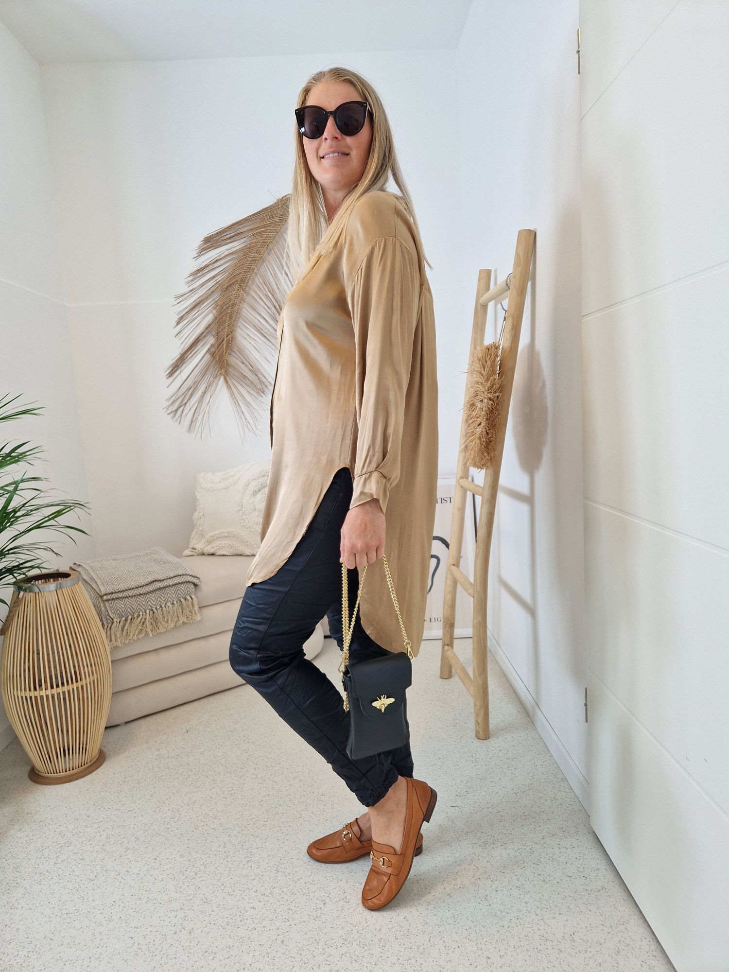 OVERSIZE BLUSE BIANCA CAMEL 34-42 Made in Italy Longbluse Hemd OVERSIZE BLUSE BIANCA CAMEL 34-42 Made in Italy Longbluse Hemd