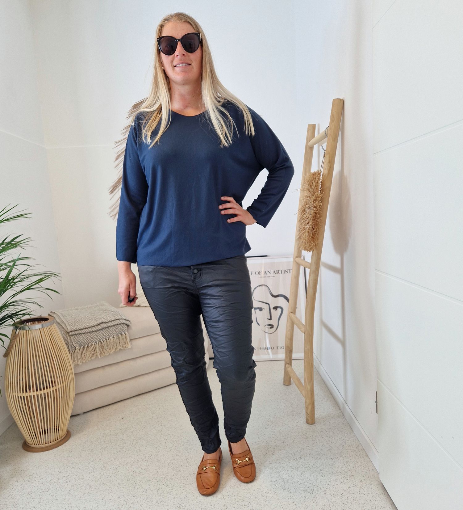 BASIC LONGSLEEVE RUBY BLAU leichter Pullover 34-42 Made in Italy Layer Shirt BASIC LONGSLEEVE RUBY BLAU leichter Pullover 34-42 Made in Italy Layer Shirt