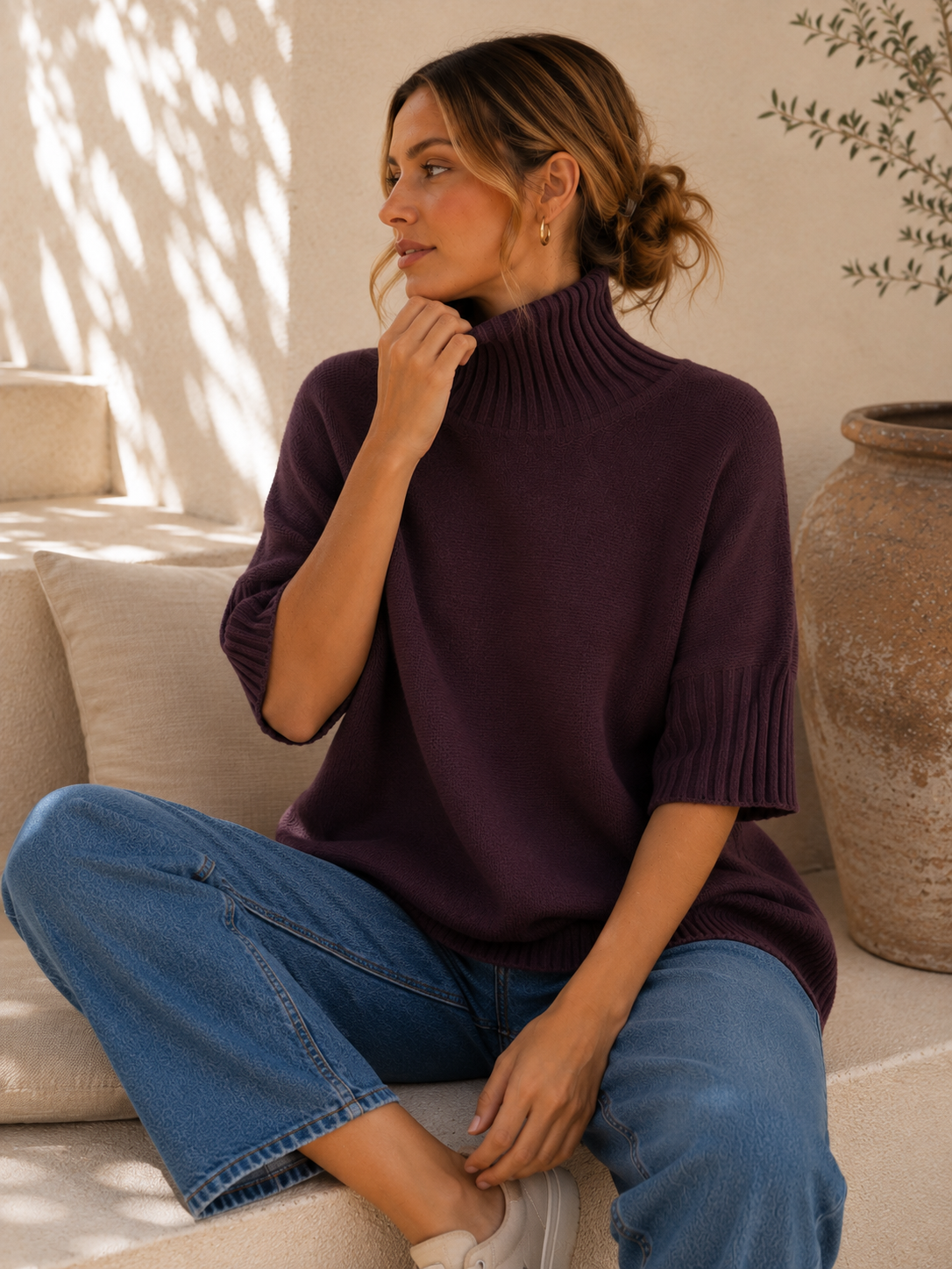 Strickpullover mit Stehkragen & Rippenstrick I NO. SP0017 I Made in Italy 34-42/44