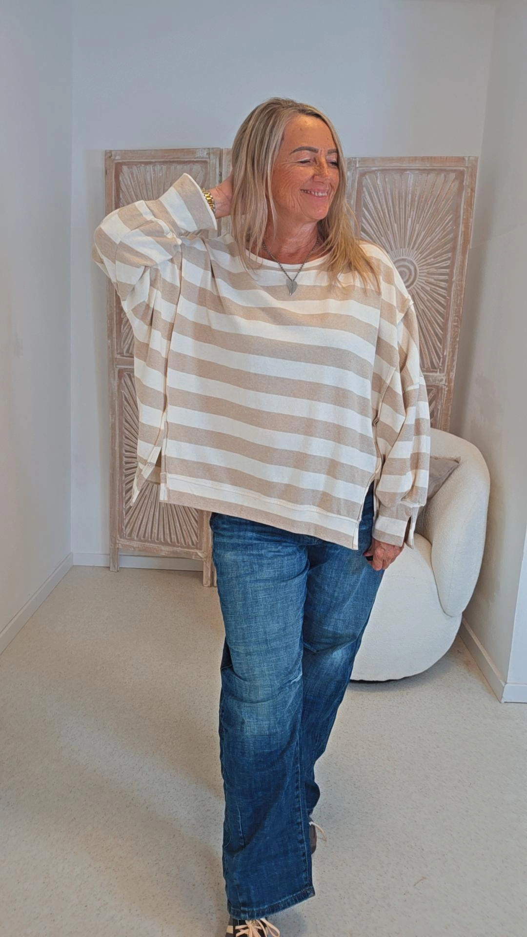 OVERSIZE SWEATER AYLIN BLOCKSTREIFEN 34-44/46 Made in Italy