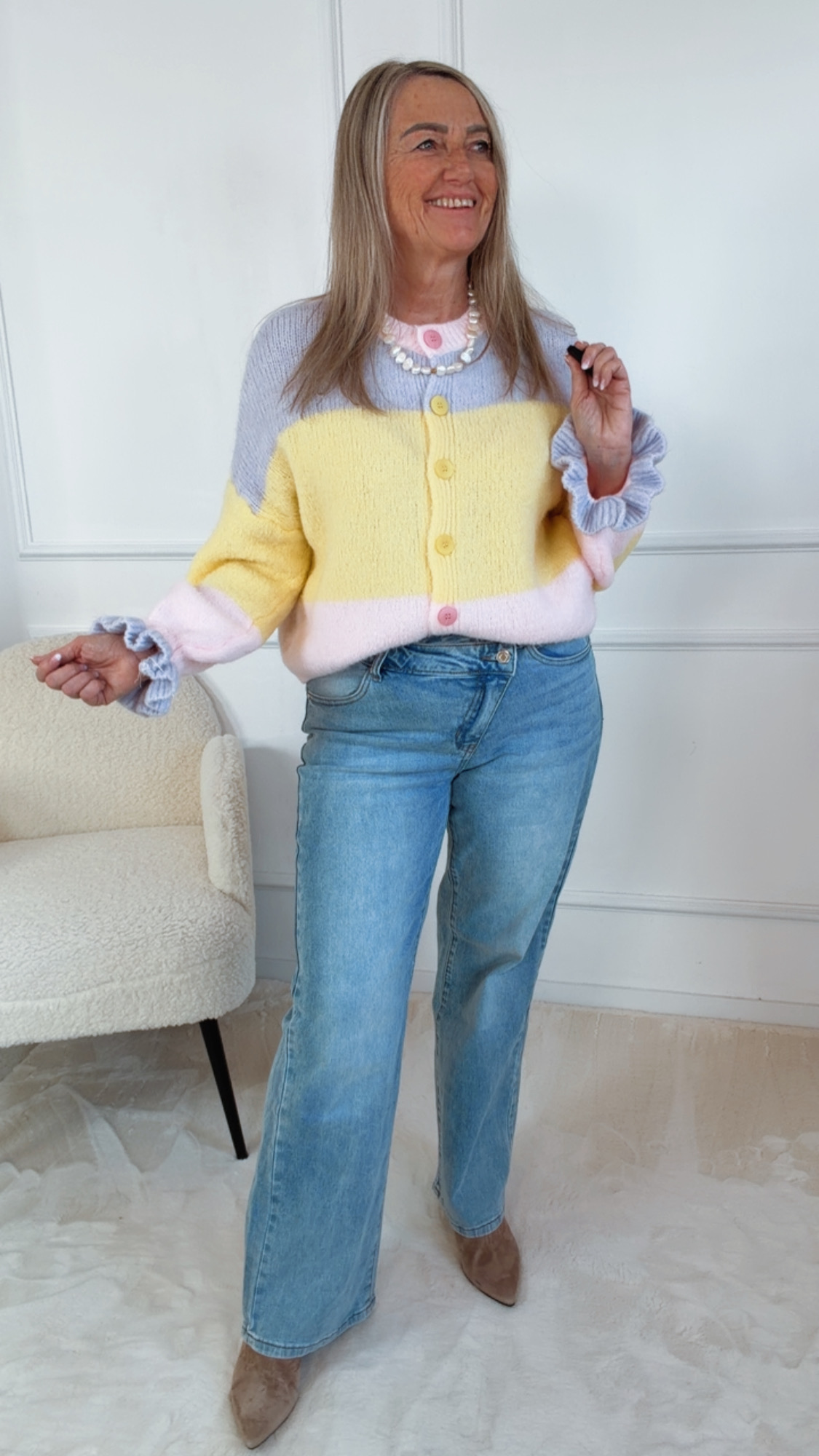 Strickjacke KIRA  Streifen Made in Italy 36 - 42