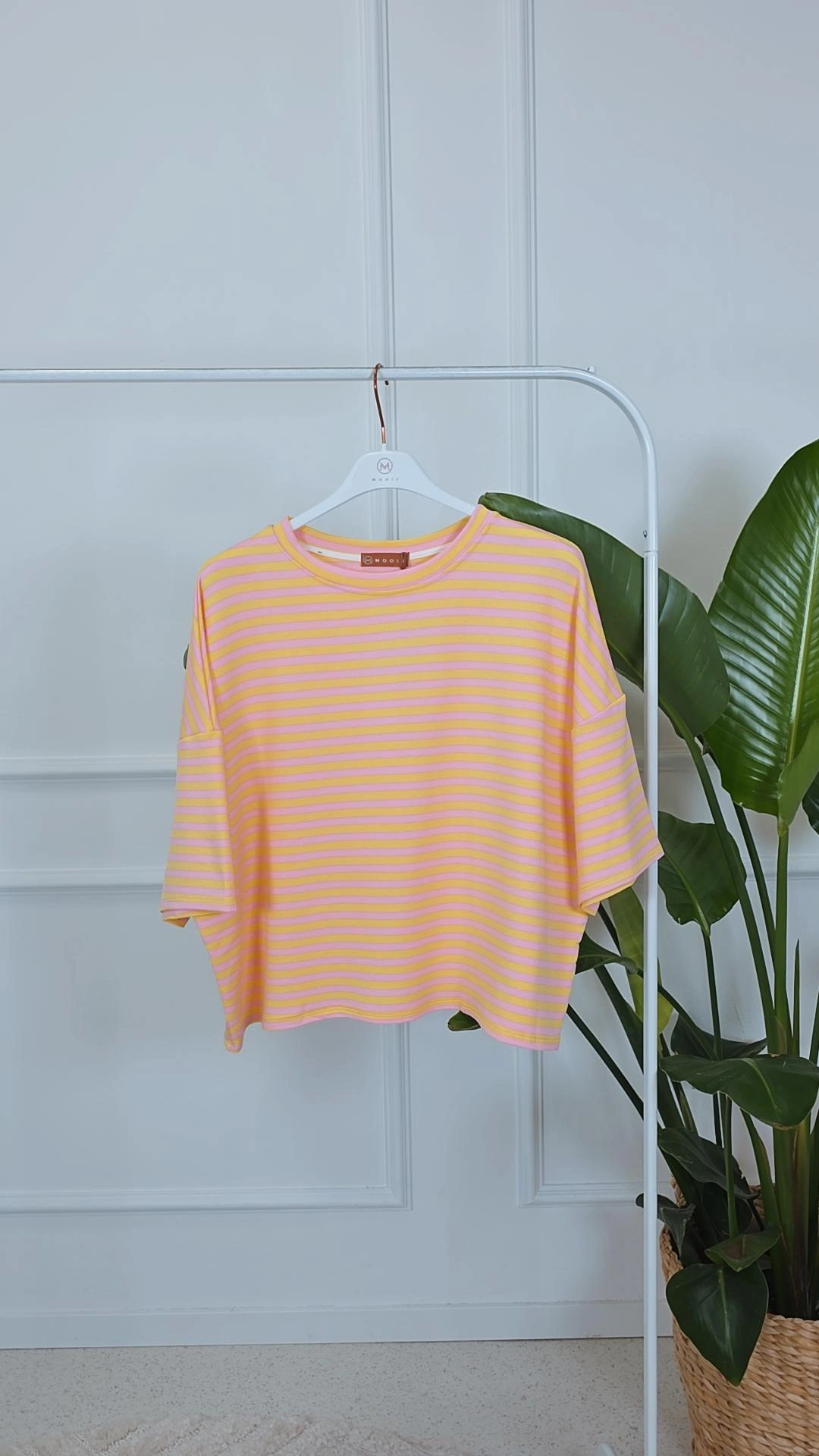 OVERSIZE SWEATER STRIPES TAMSIN Made in Italy 34-44 Kurzarm Sweatshirt
