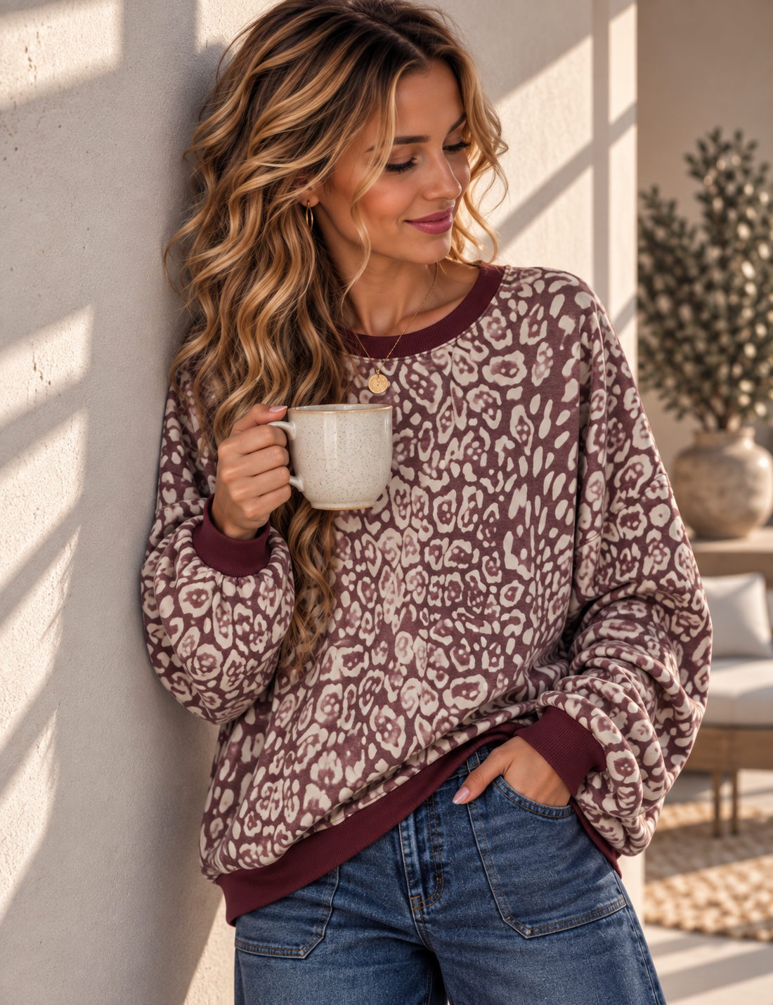 Leo Sweatshirt – butterweich & lässig | Made in Italy 🐆🤎 SW0102 Gr 34-42