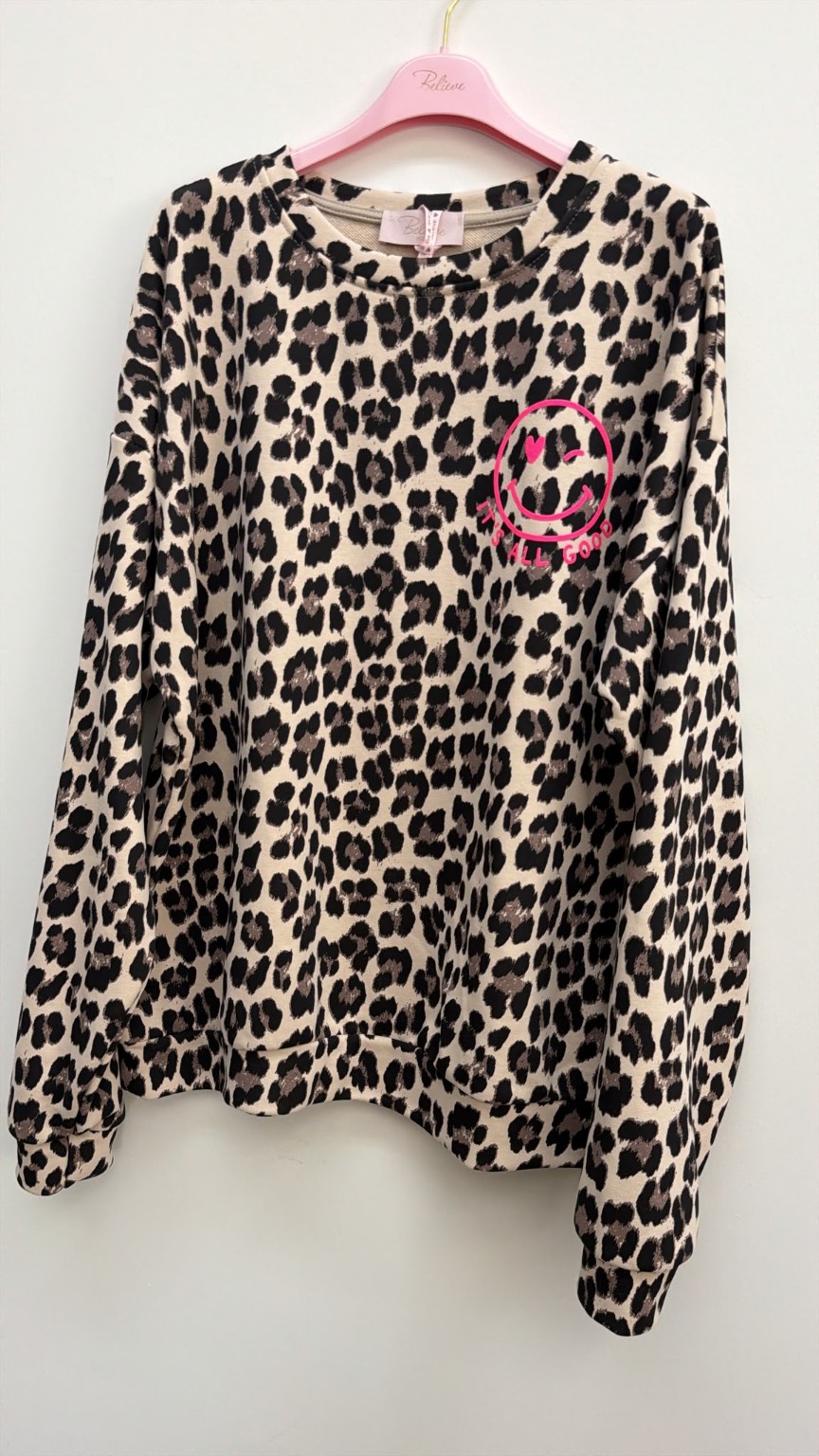 Sweatshirt „Happy Vibes NINA LEO“ – Made in Italy Gr. 34-42/44
