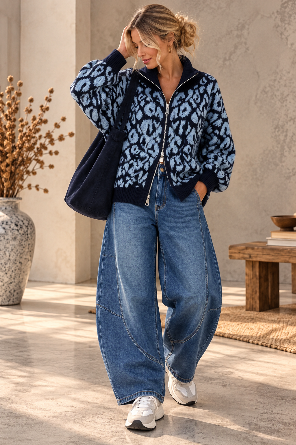 Cardigan-Leo mit Zwei-Wege-Reißverschluss I SJ0071 I Made in Italy 34-42/44 Strickjacke