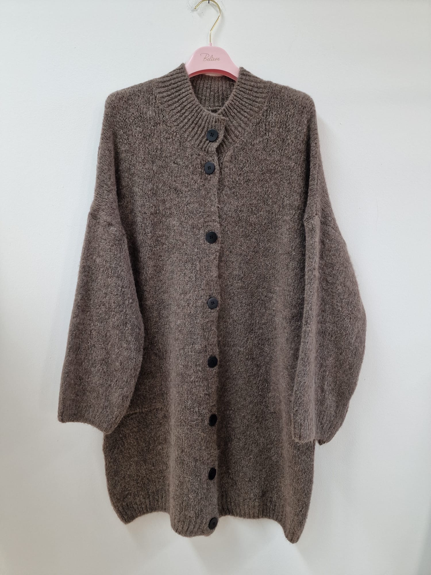 Strickkleid mit Knopfleiste & Taschen UNI SK0192 I Made in Italy 34-42