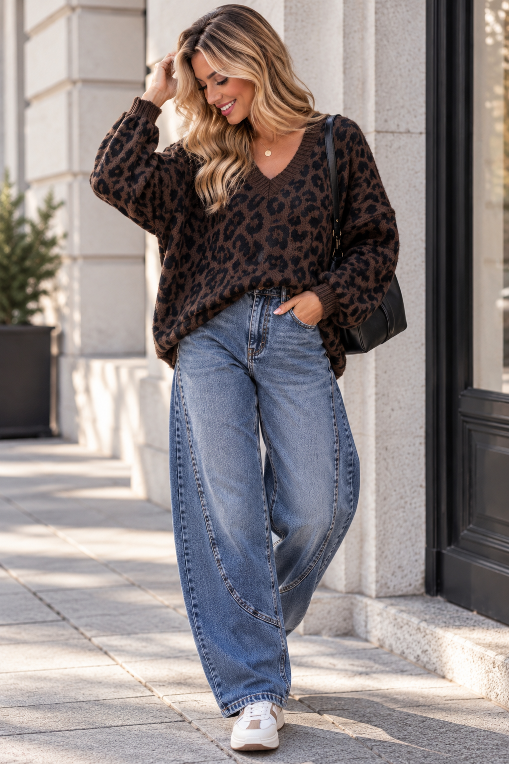 Leo-Pullover mit V-Ausschnitt I P0069 I Made in Italy 34-44/46