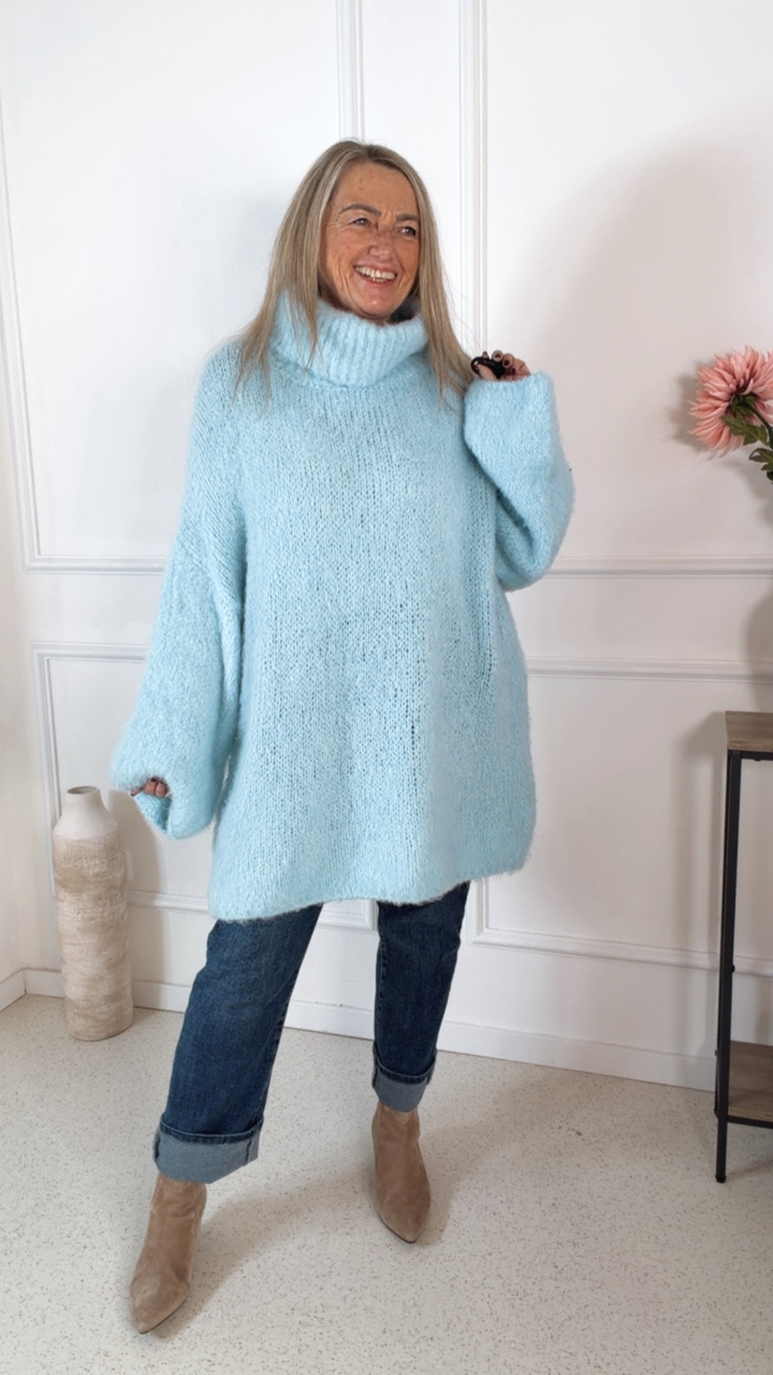 COZY STRICKKLEID/ ROLLKRAGEN KATJA 34-44 Made in Italy