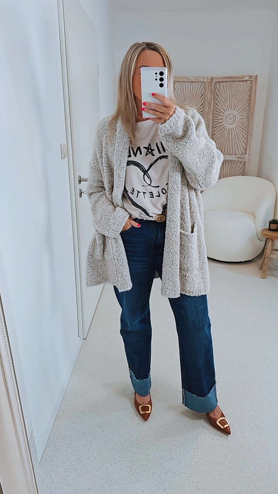 BOUCLE KNIT CARDIGAN MIRIAM SHORT 34-42 Made in Italy kurze Strick Jacke Oversize BOUCLE KNIT CARDIGAN MIRIAM SHORT 34-42 Made in Italy kurze Strick Jacke Oversize