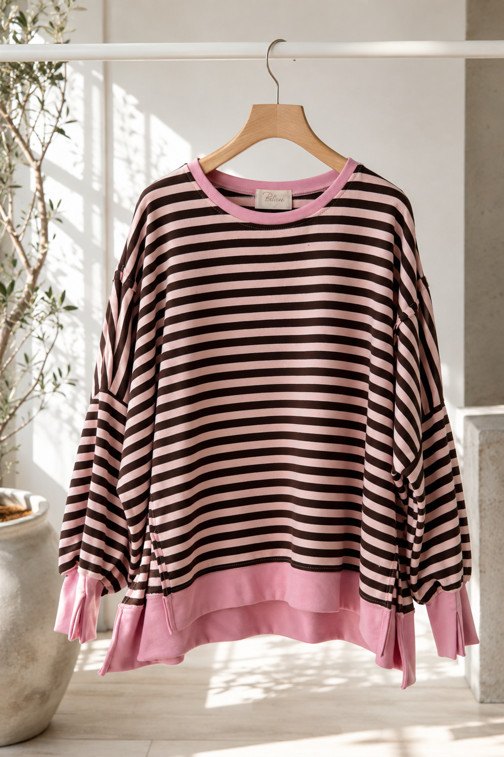 Sweater Charly mit Raw-Cut Details Stripes Made in Italy 34-44/46