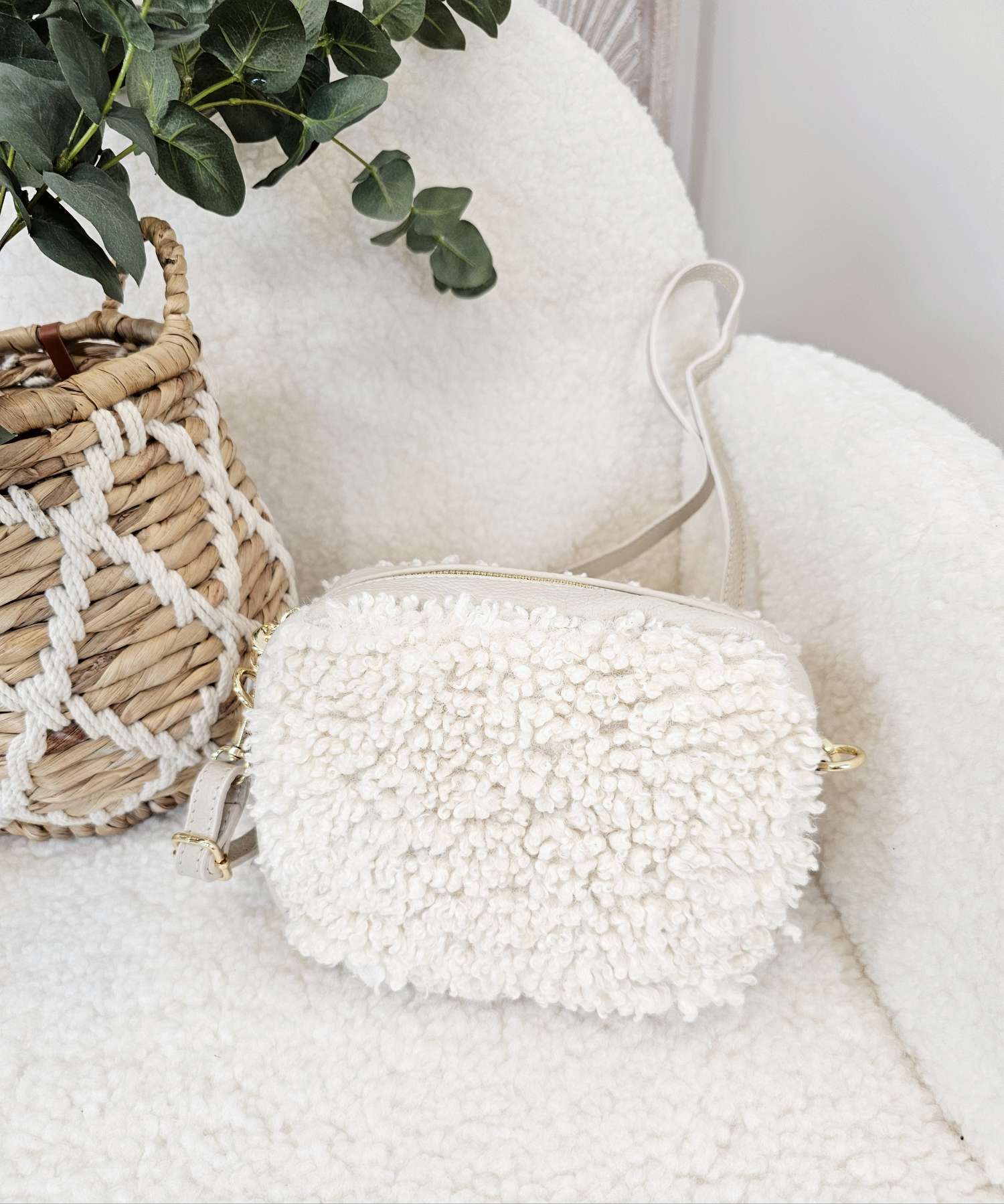 UMHÄNGETACHE TEDDY ALVIA  CREME Crossbody Bag Ledertasche Leder Tasche 